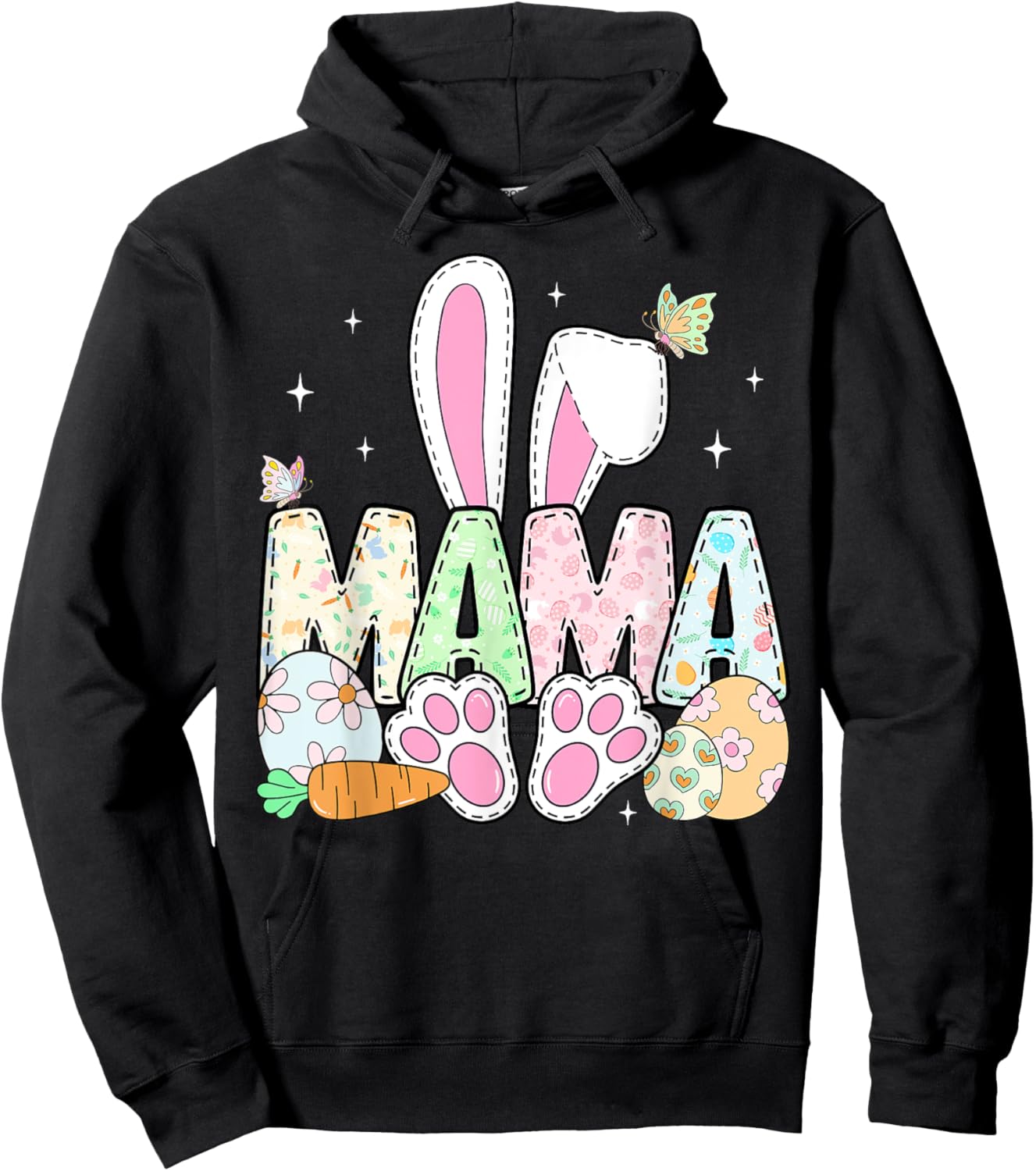 Easter Bunny Mama Spring Eggs Hunting Family Matching Easter Hoodie - Hoodie | Black