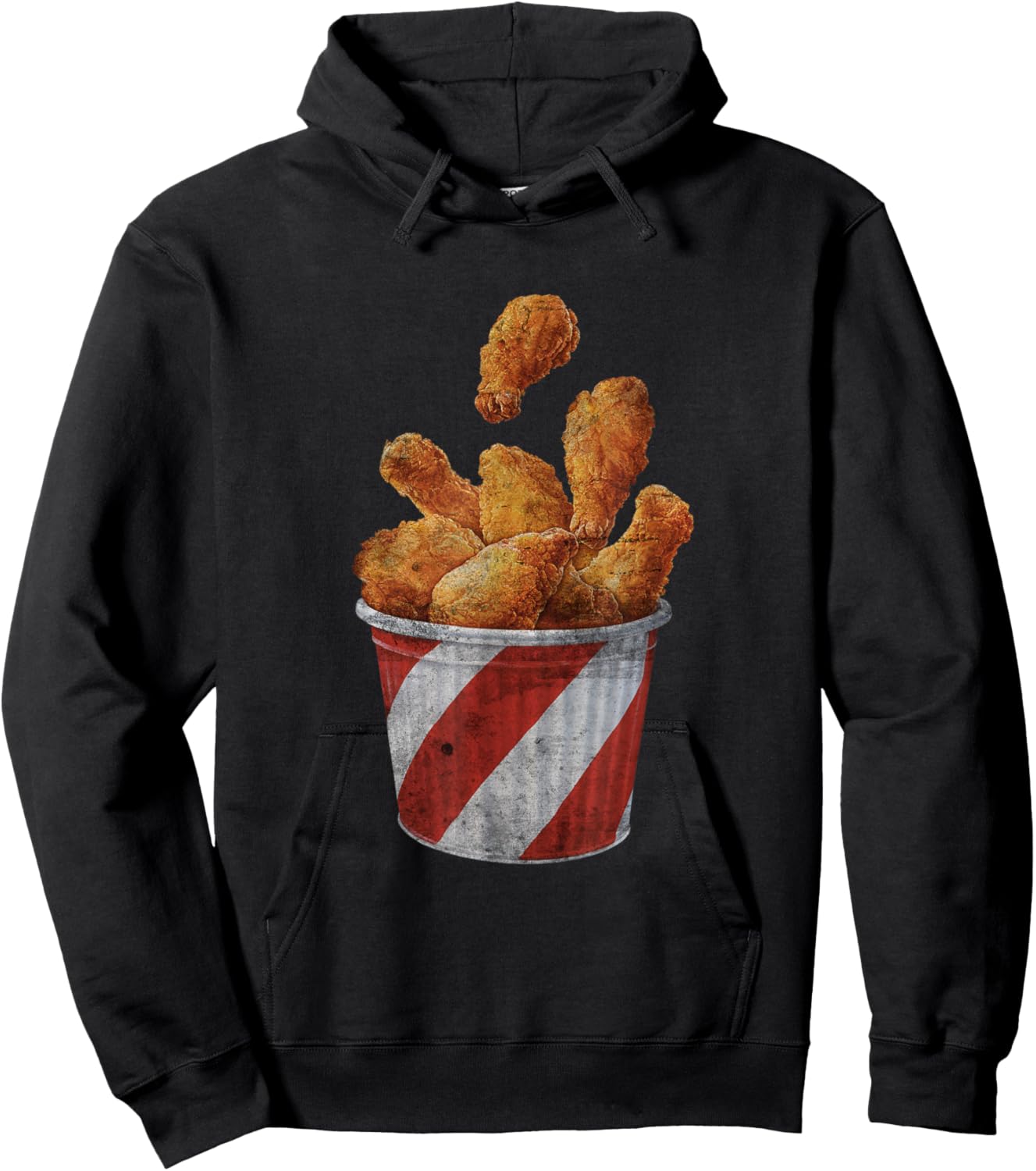 Retro National Fried Chicken Day Funny Fast Food Lover Hoodie - Hoodie | Black