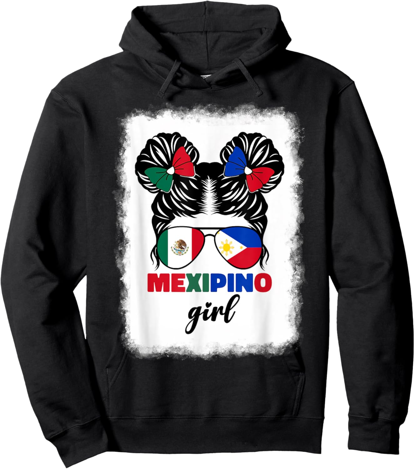 Half Mexican And Filipino Mexico Flag Mexipino Girl Kids Pun Hoodie - Hoodie | Black
