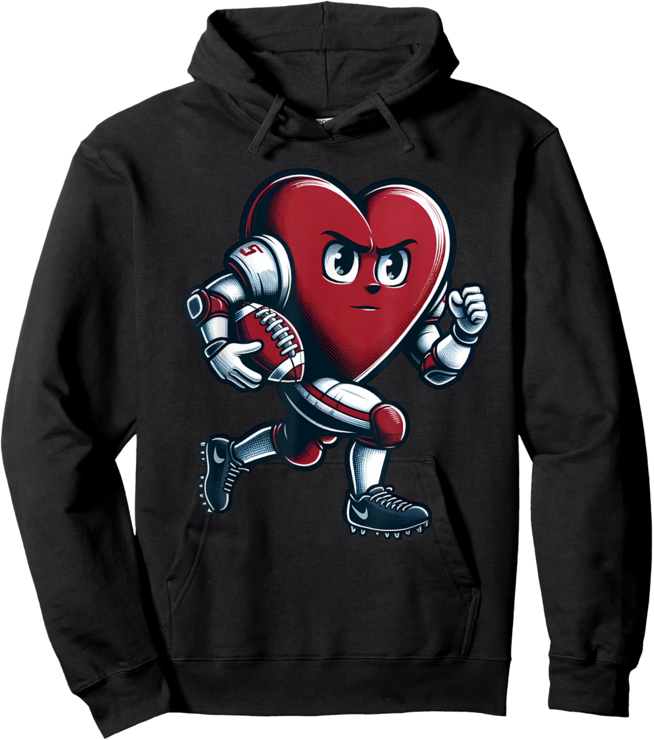 Valentine's Day Heart Football Player Team Sports Hoodie - Hoodie | Black