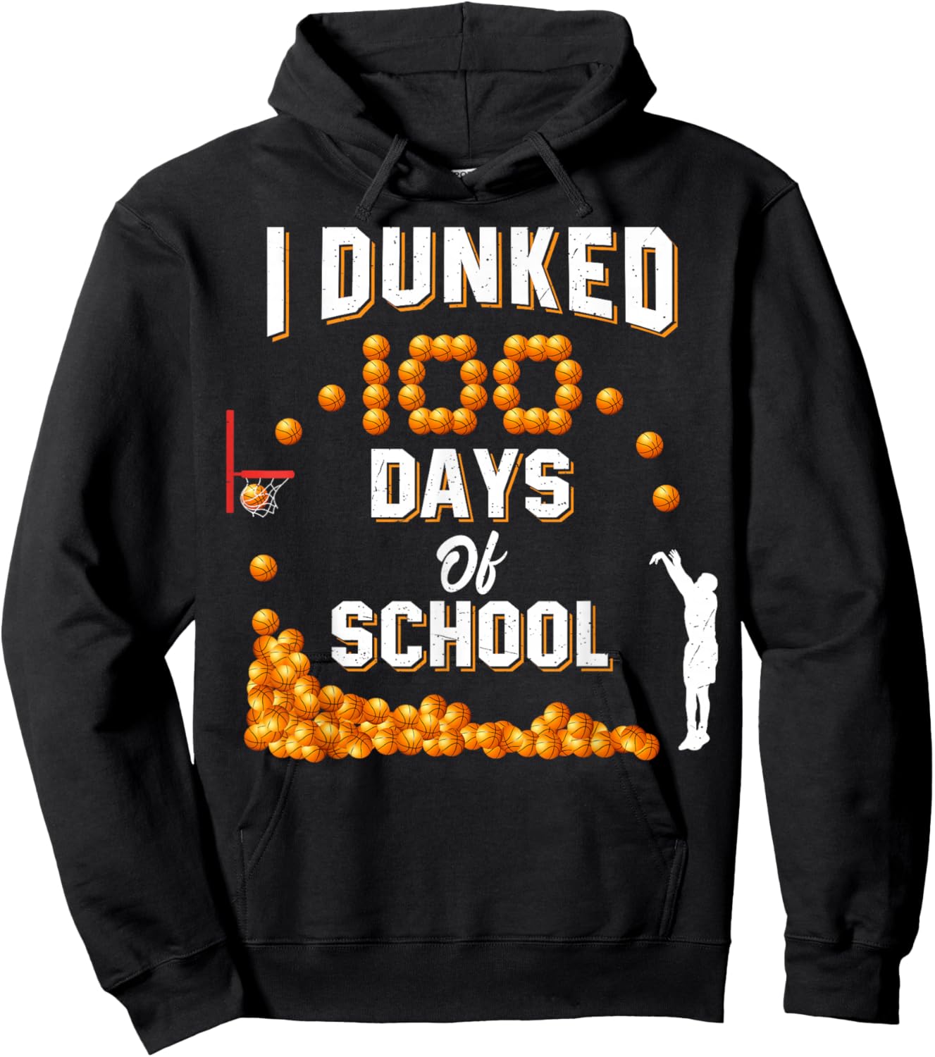 100 Days Of School Basketball Dunked 100th Day For Boys Kids Hoodie - Hoodie | Black