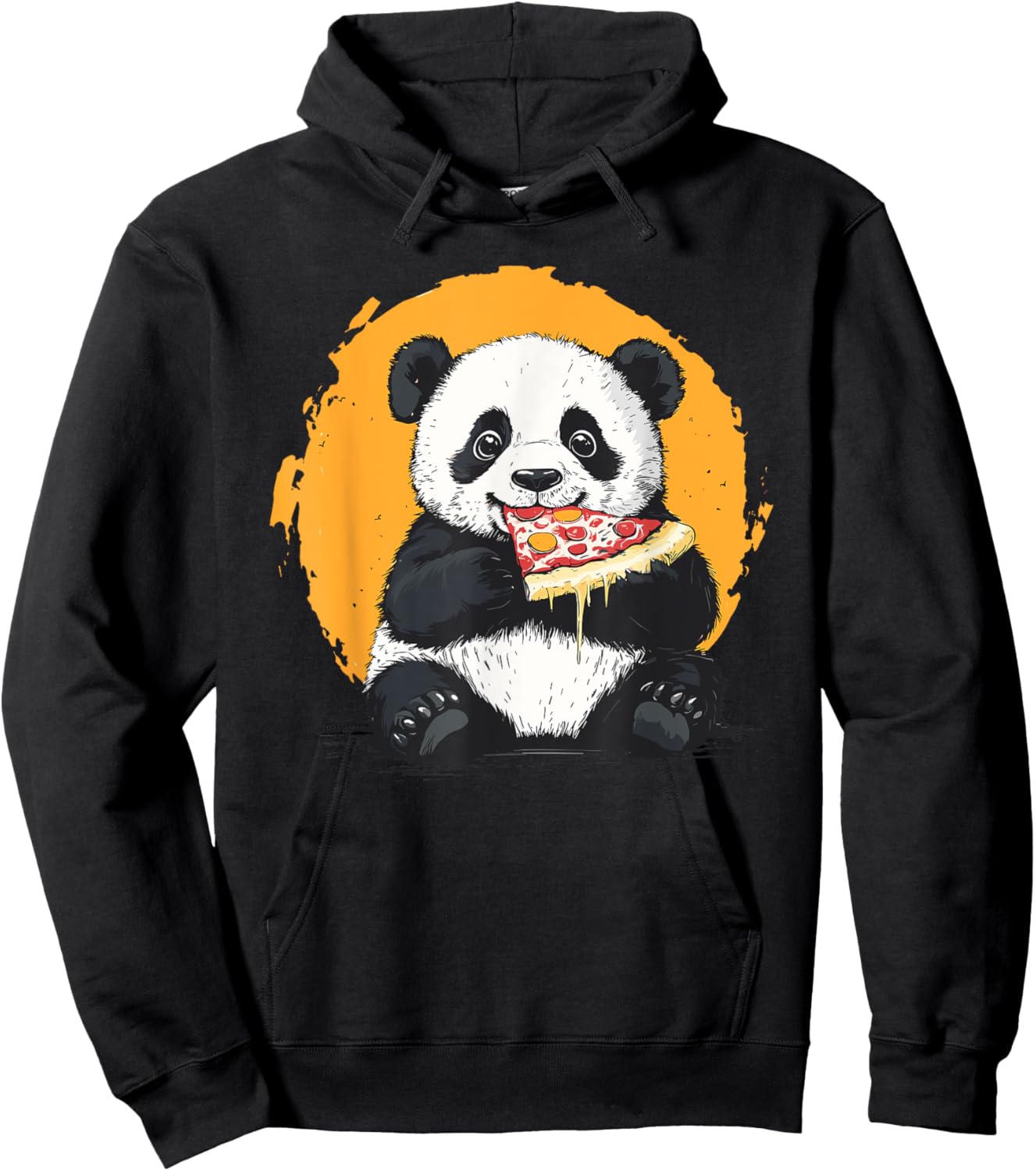 Panda eating pizza illustration for kids Hoodie - Hoodie | Black