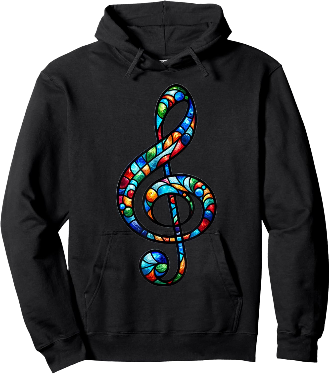 Stained Glass Window Treble Clef Art Musical Note Music Hoodie - Hoodie | Black