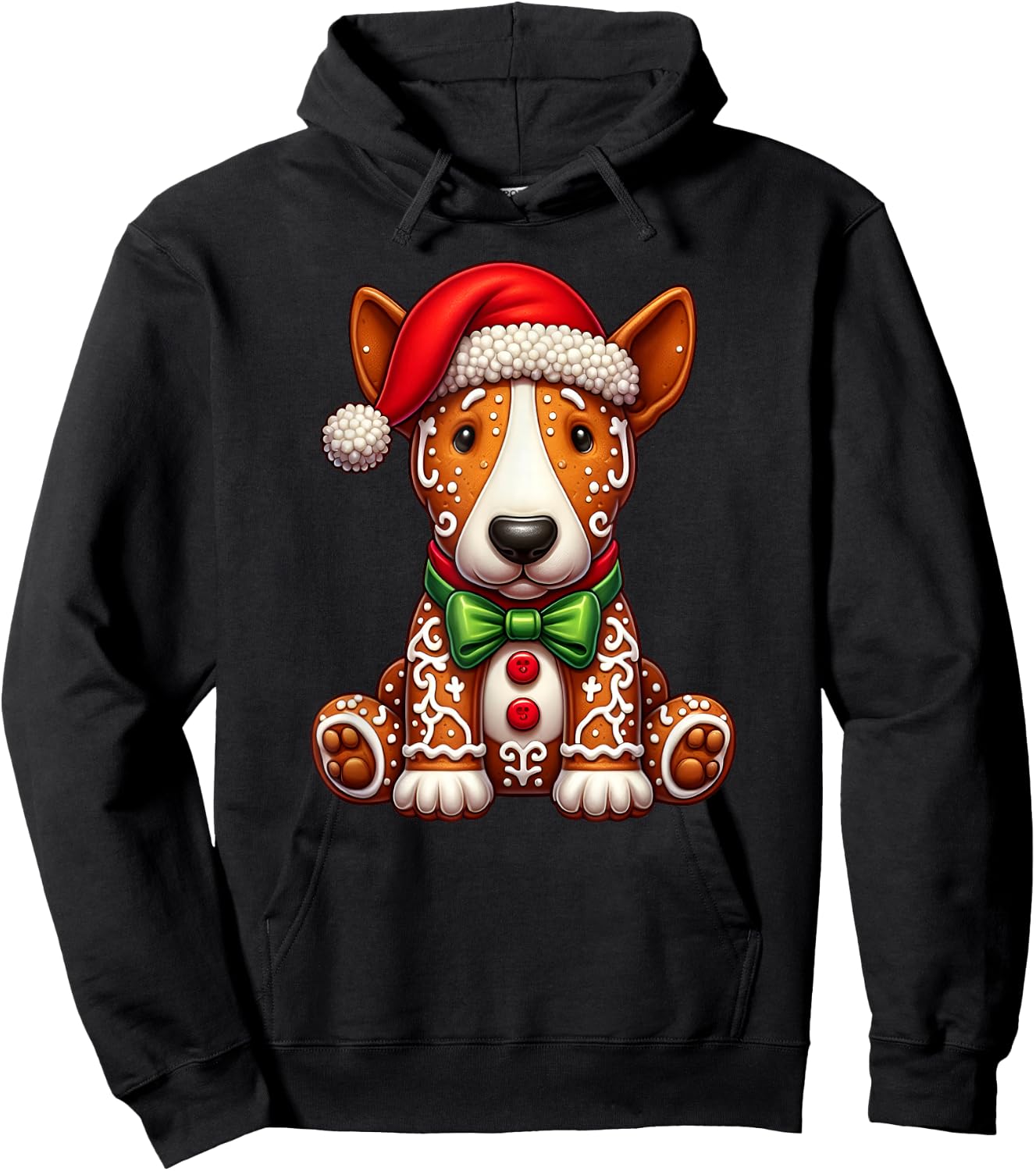 Gingerbread Man Bull Terrier Dog Christmas Kids Hoodie - Hoodie | Black