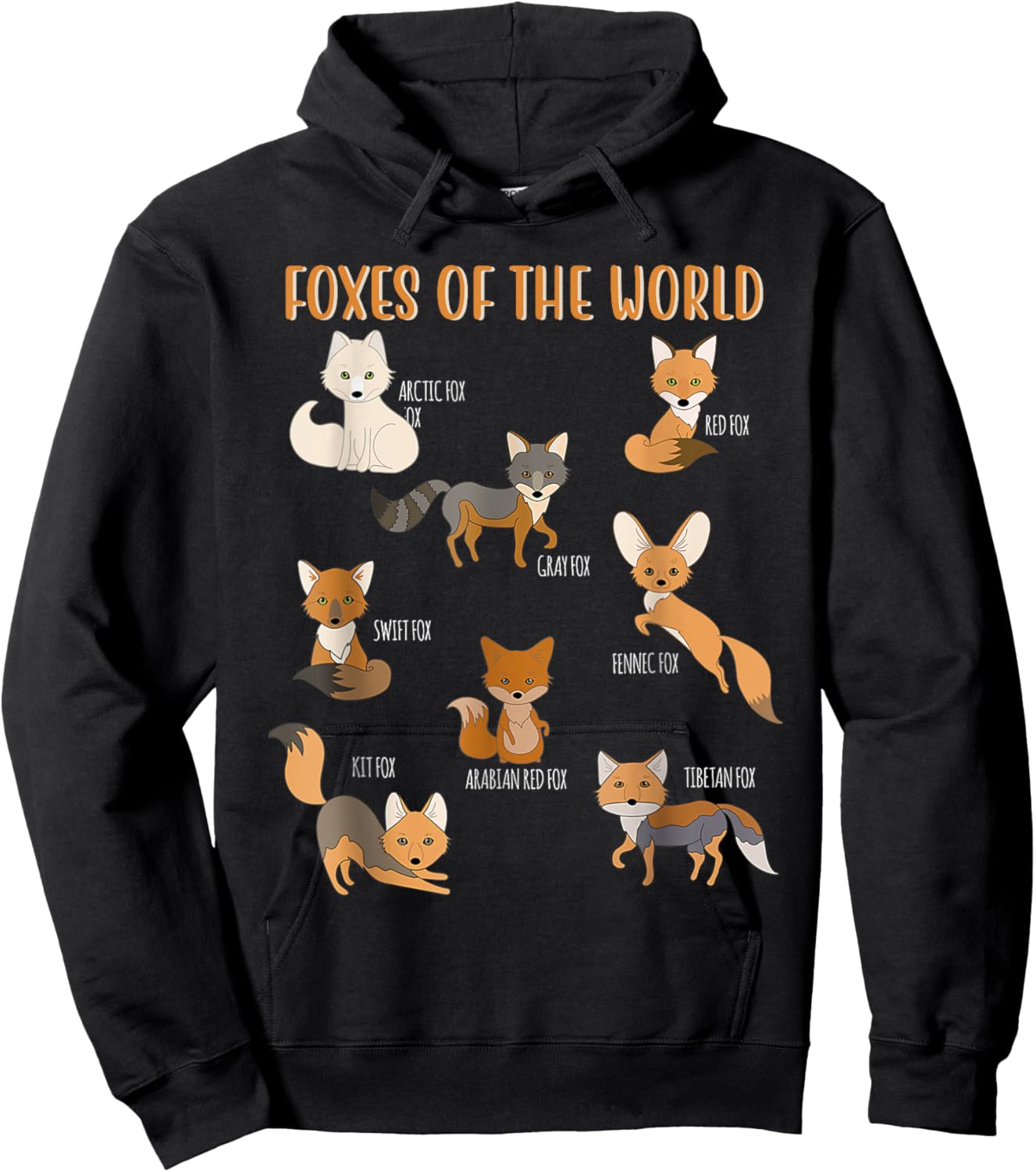 Fox Shirt Kawaii Foxes of the World Fox Animals Lovers Kids Hoodie - Hoodie | Black
