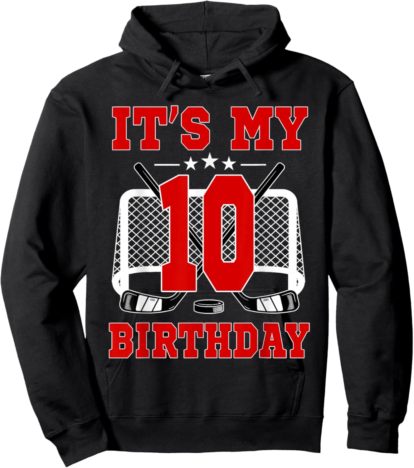 It's My 10th Birthday Girl Ice Hockey Theme 10 Year Old Hoodie - Hoodie | Black