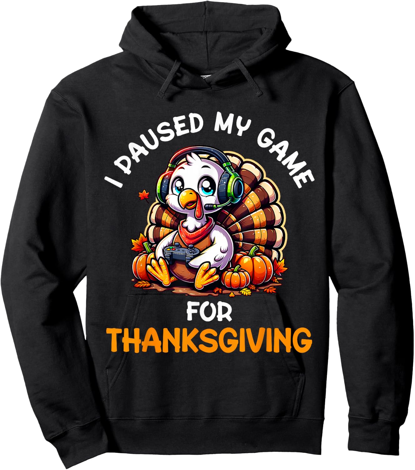 Thanksgiving Gamer Turkey Shirt For Boys Kids Hoodie - Hoodie | Black