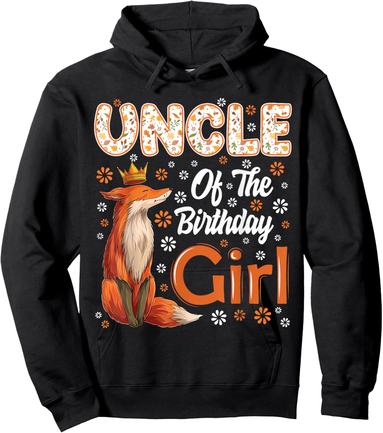 Uncle Fox Animal Lovers Birthday Girl Fox B-day Family Hoodie - Hoodie | Black