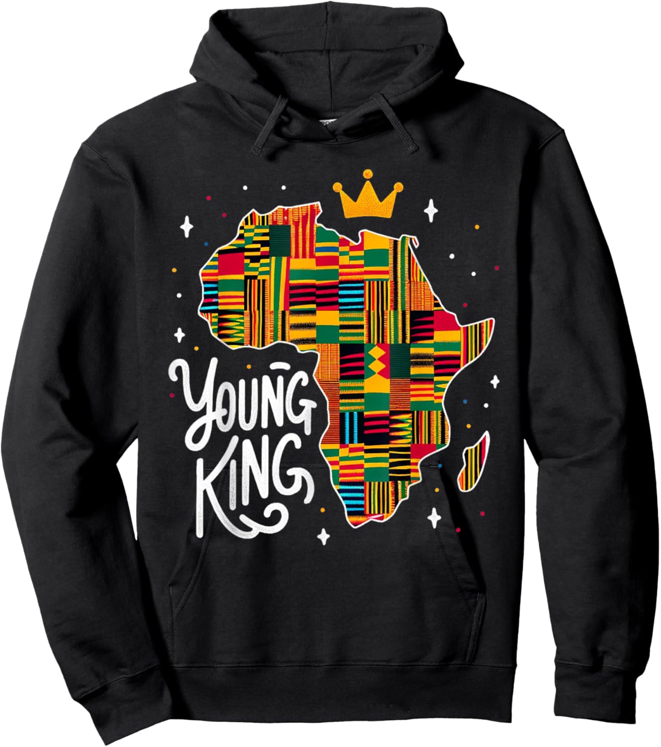 Boys African Kente Print Clothes Kids Young King Kente Youth Hoodie - Hoodie | Black