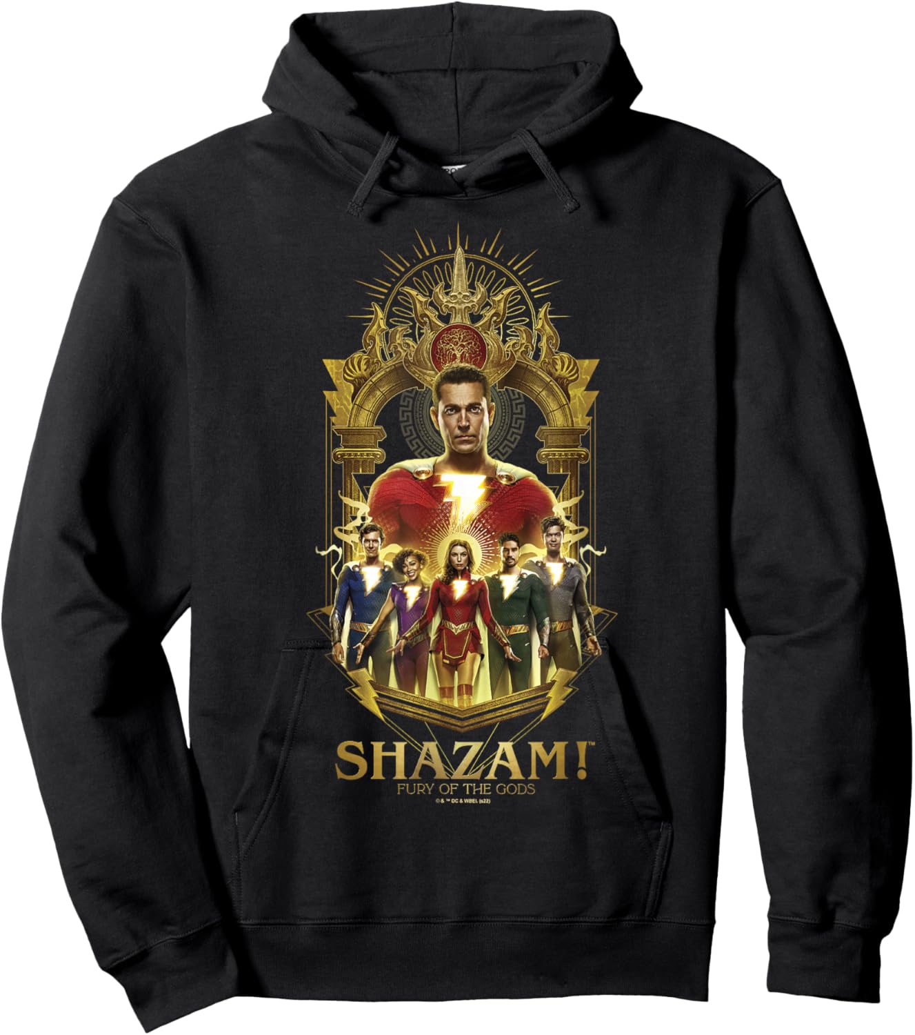 Shazam! Fury of the Gods Gold Champion Arched Family Group Hoodie - Hoodie | Black
