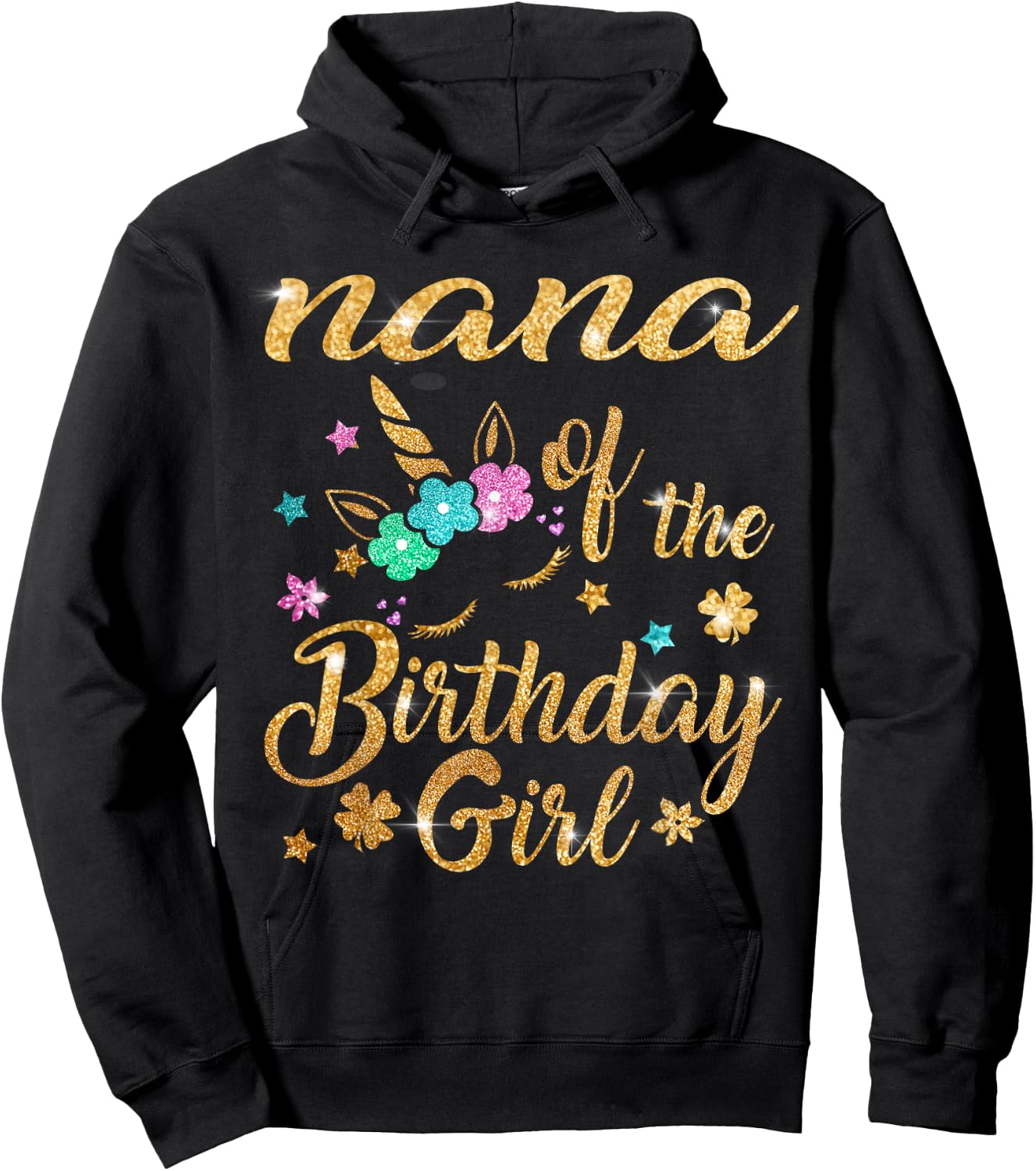 Nana of The Birthday Girl Grandma Unicorn Hoodie - Hoodie | Black