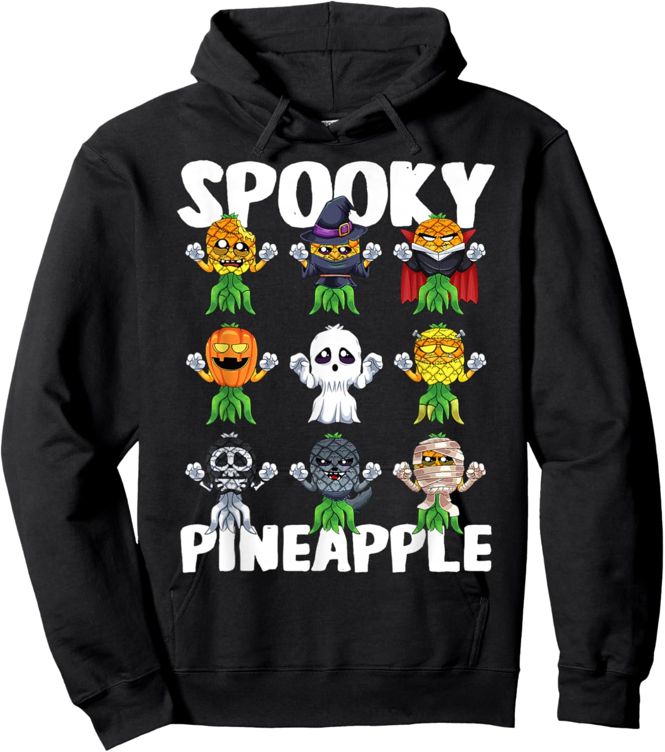 Spooky Pineapple Halloween Swinger Upside Down Pineapple Hoodie - Hoodie | Black