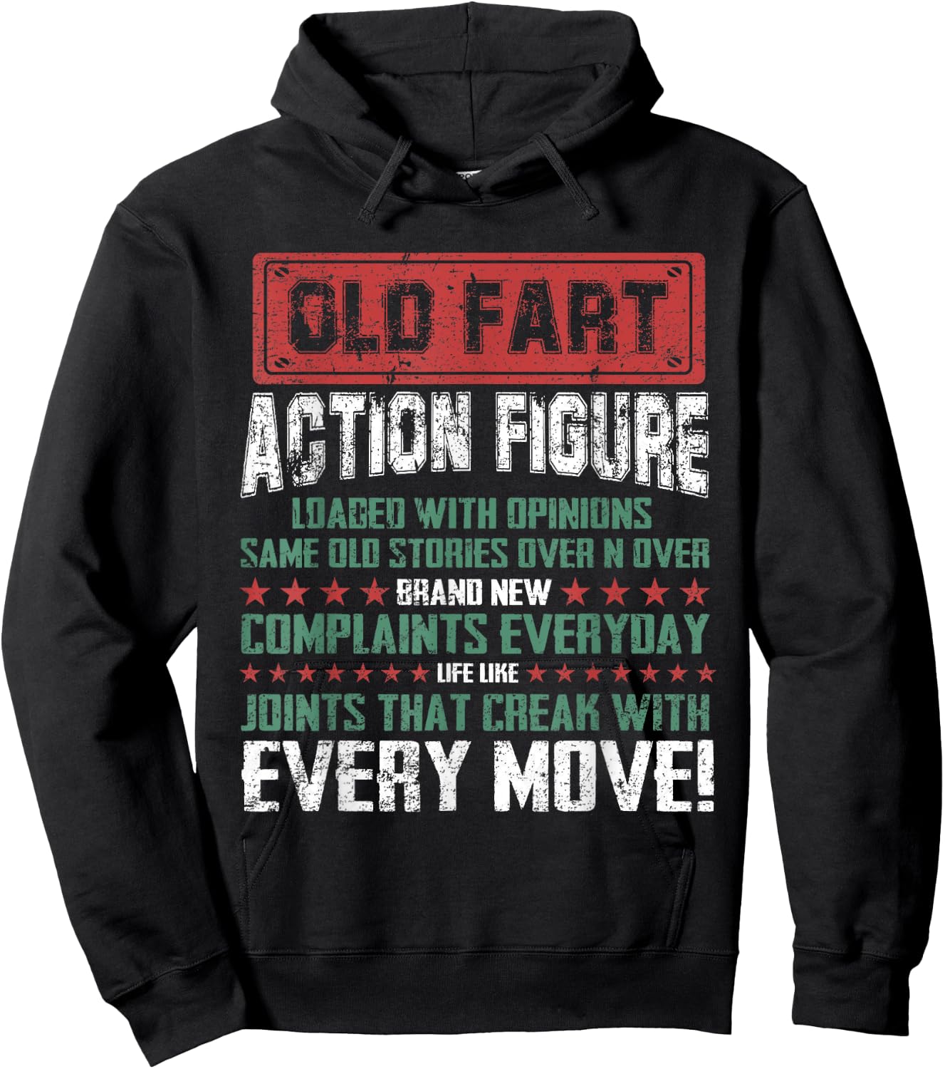 Old Fart Action Figure Vintage Distressed Retirement Gift Hoodie - Hoodie | Black