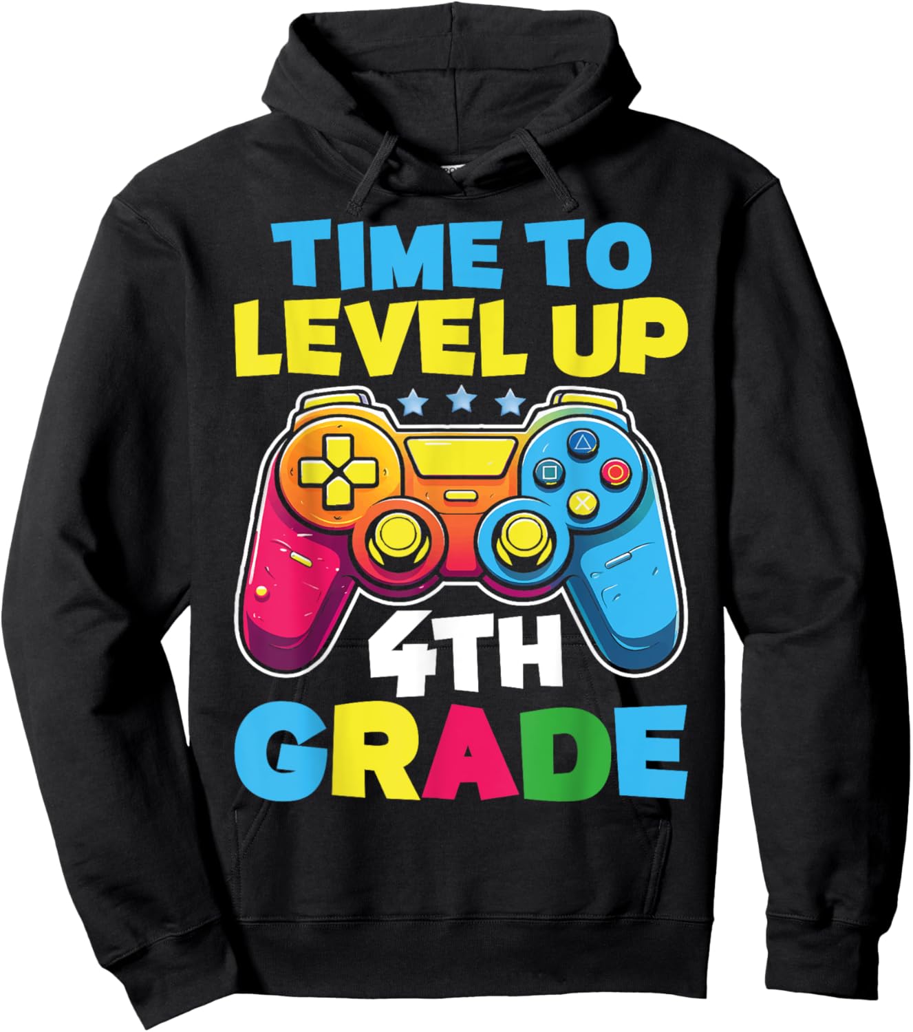 Time To Level Up 4th Grade Video Gamer Kids Back To School Hoodie - Hoodie | Black