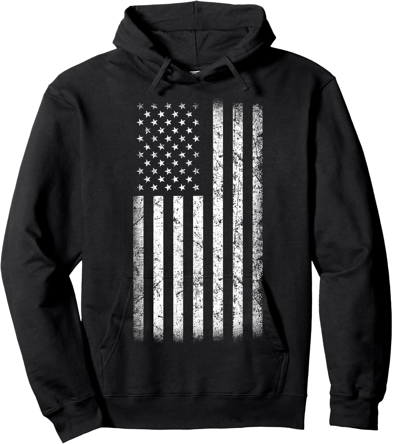 Black and White American Flag Vintage Style Hoodie - Hoodie | Black