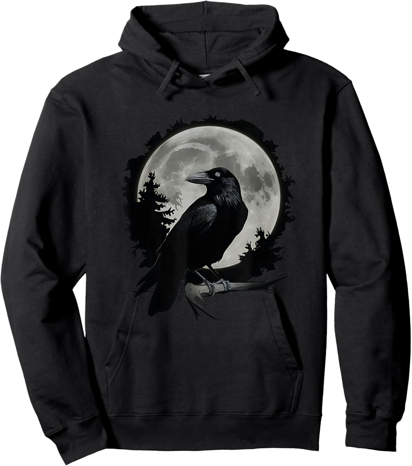 Full Moon Raven Women Men Kid Black art Black Bird Crow Moon Hoodie - Hoodie | Black