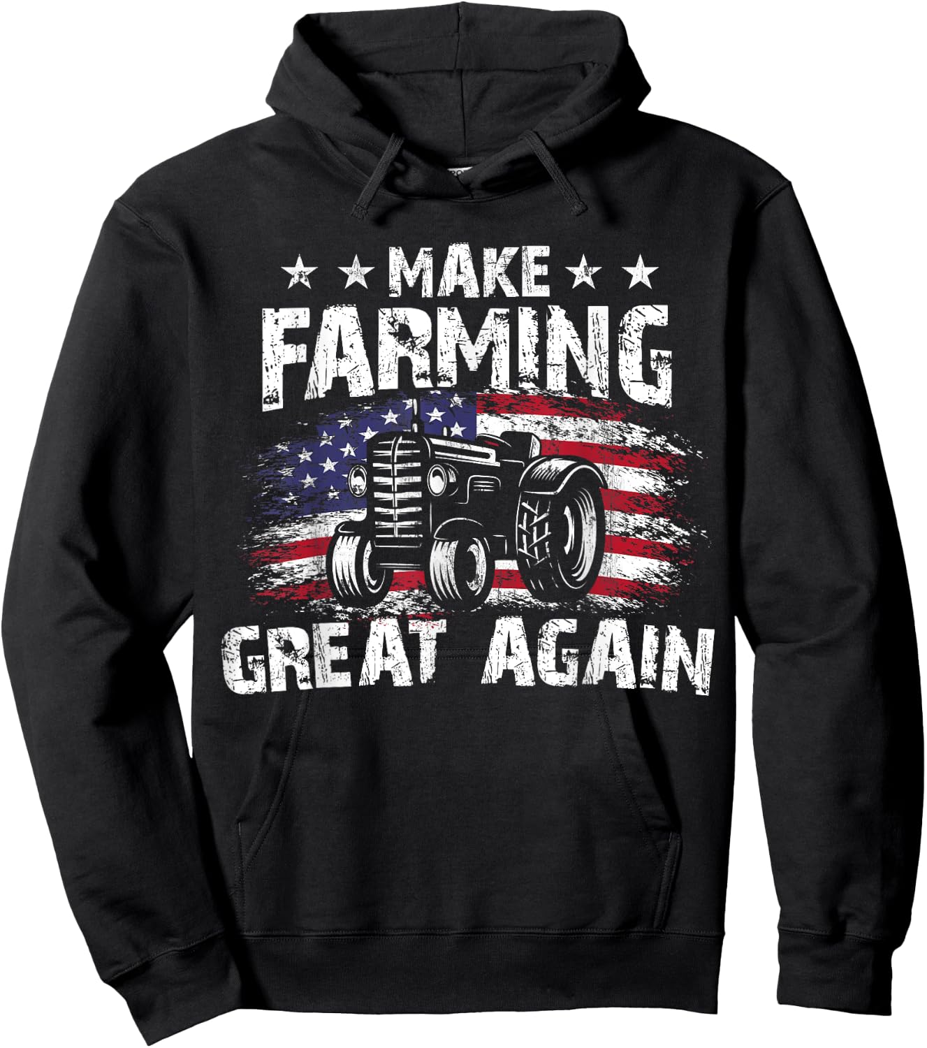 USA Flag Make Farming Great Again Tracter Farming Birthday Hoodie - Hoodie | Black