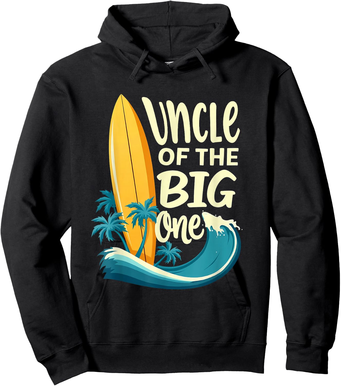 1st Birthday Surfer Uncle of The Big One Surfing Hoodie - Hoodie | Black