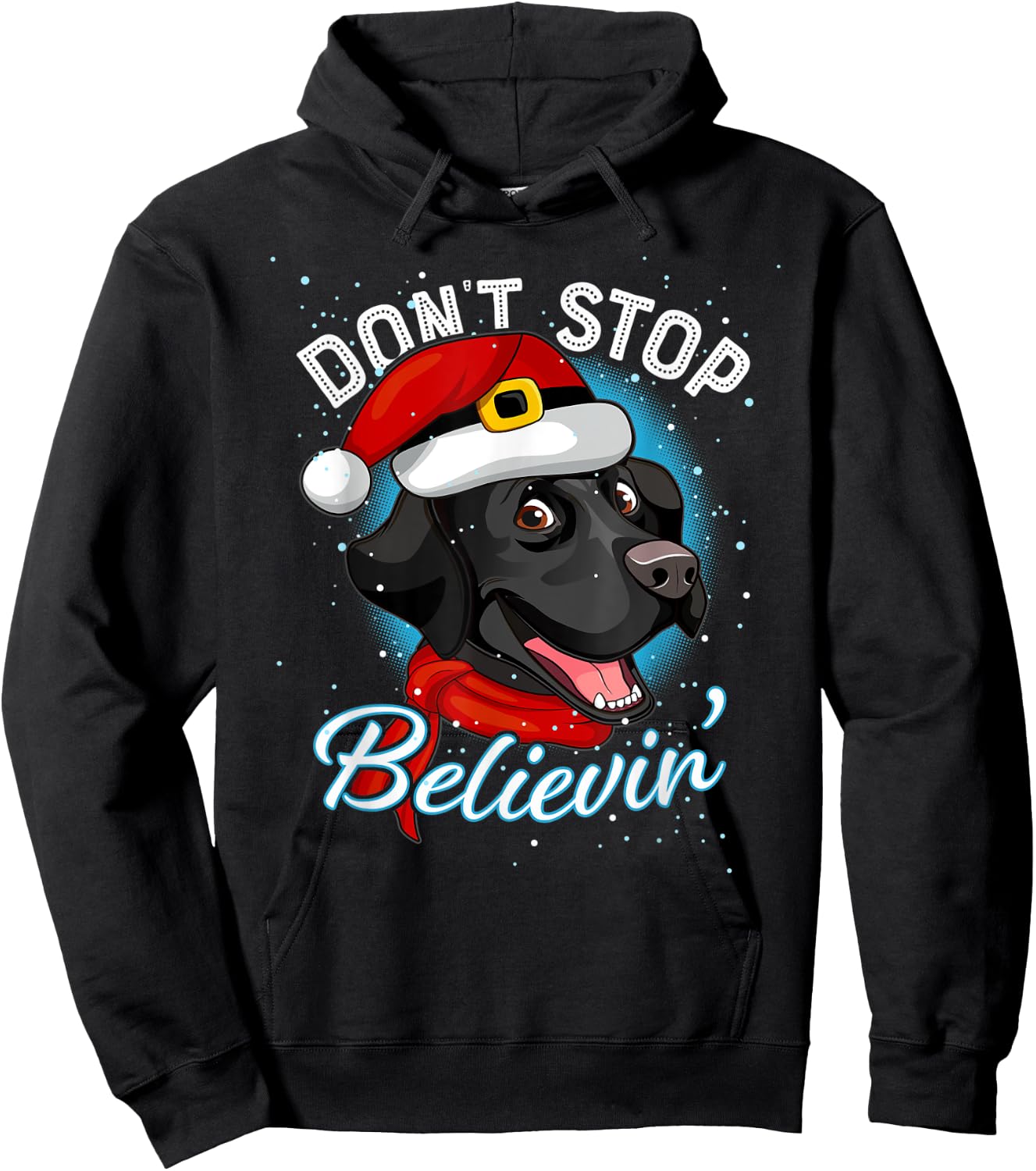 Don't Stop Believin Black Lab Santa Dog Lover Gift Christmas Hoodie - Hoodie | Black