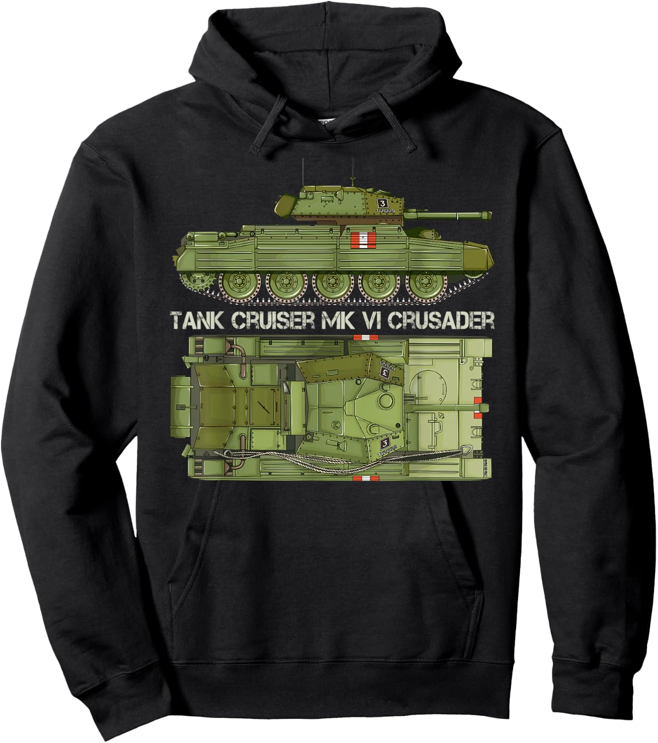 Tank Cruiser Mk VI Crusader British WW2 Diagram Hoodie - Hoodie | Black
