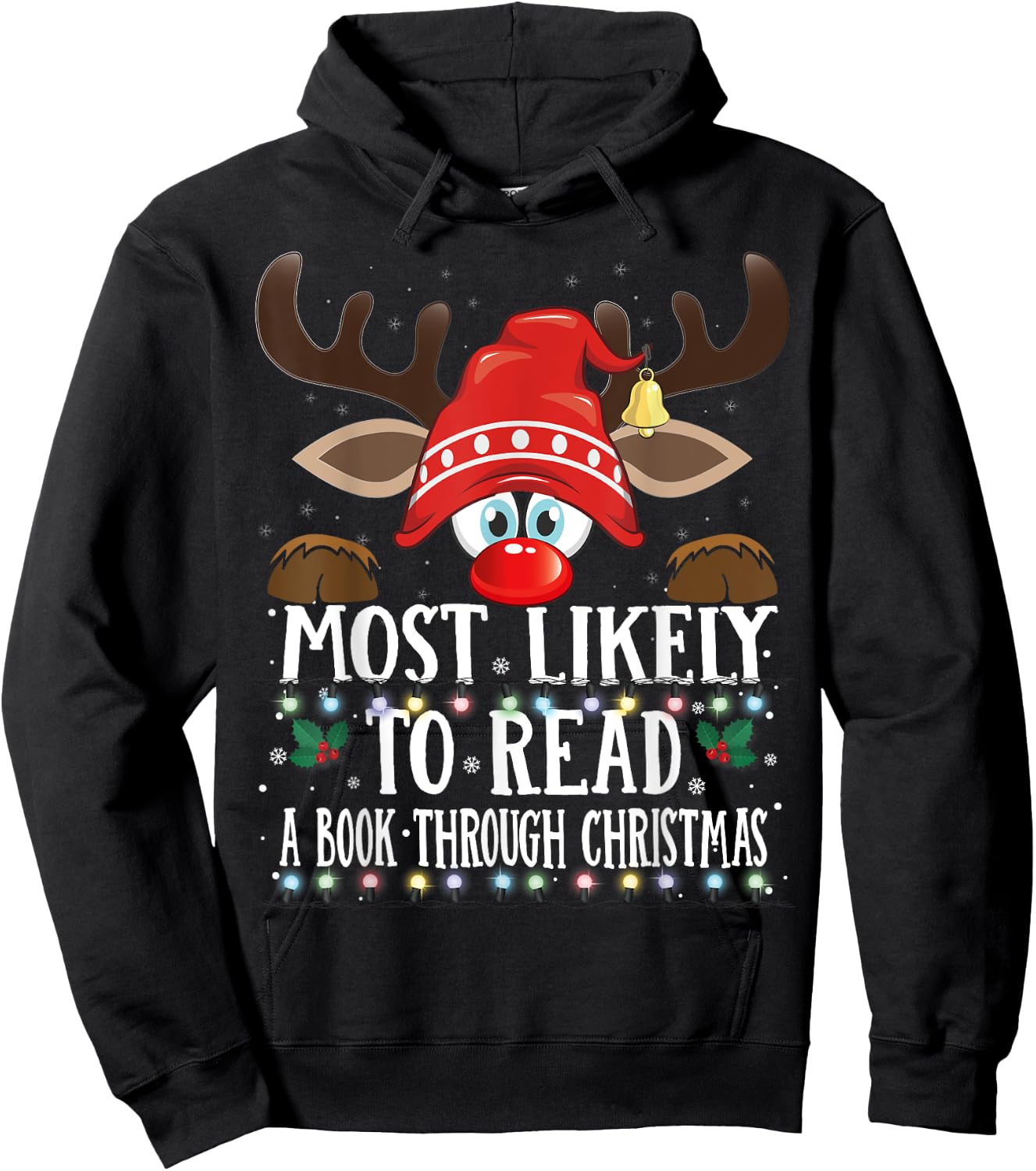 Christmas Matching Most Likely To Read A Book PJS Hoodie - Hoodie | Black