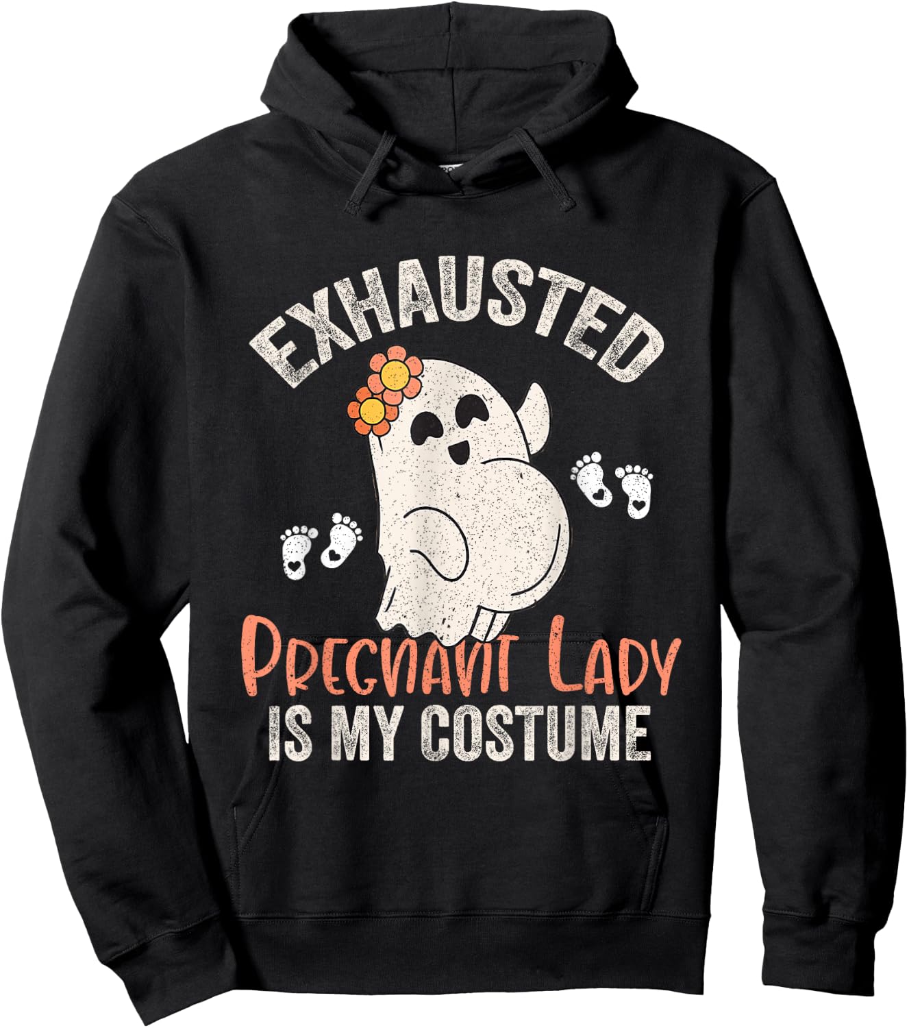 Exhausted Pregnant Lady Is My Costume Halloween Pregnancy Hoodie - Hoodie | Black