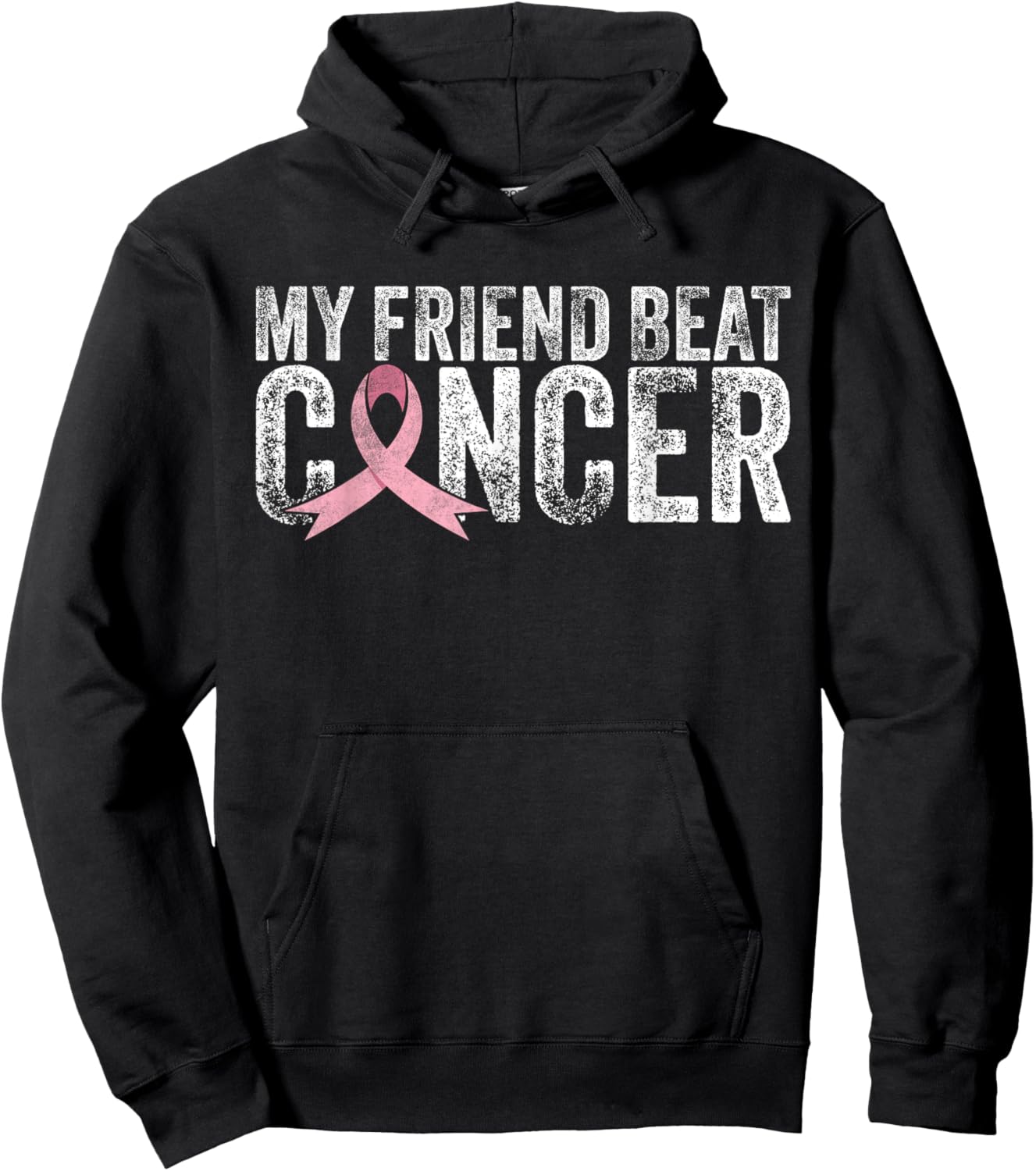 My Friend Beat Cancer Breast Cancer Awareness Survivor Pink Hoodie - Hoodie | Black