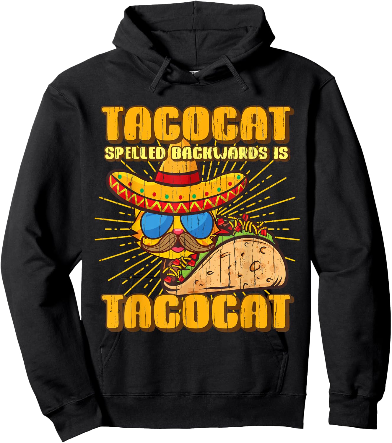Tacocat Spelled Backwards Gift Cats and Taco Lover Hoodie - Hoodie | Black