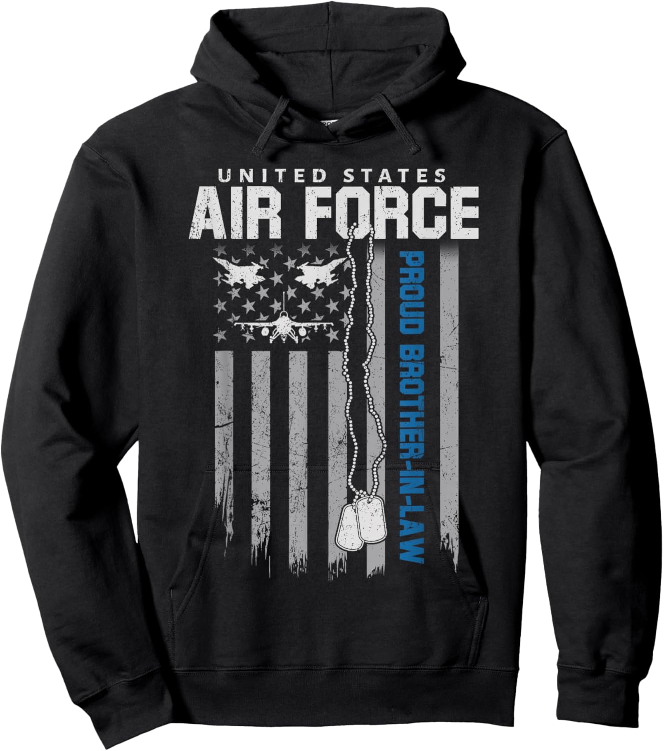 US Air Force Proud Brother-in-Law Flag USAF Family Matching Hoodie - Hoodie | Black