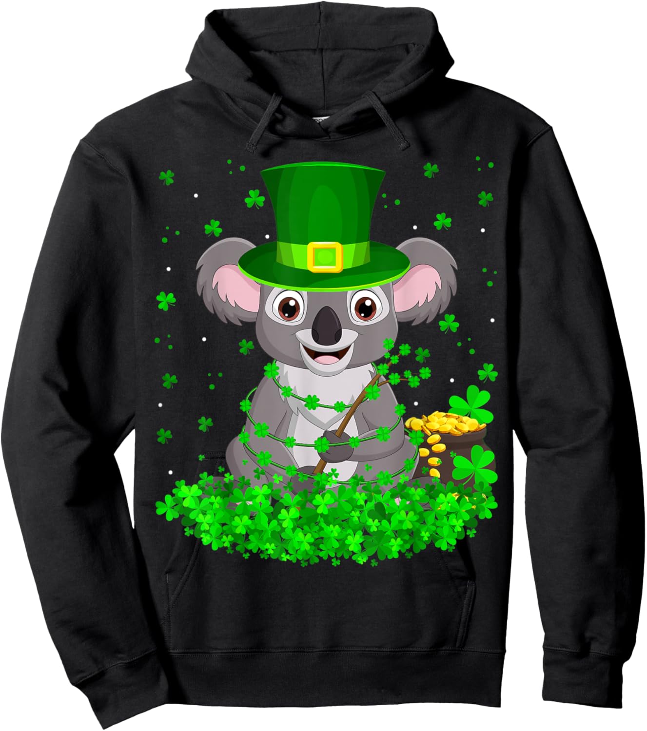 Irish Shamrock Leprechaun Koala St. Patrick's Day Hoodie - Hoodie | Black