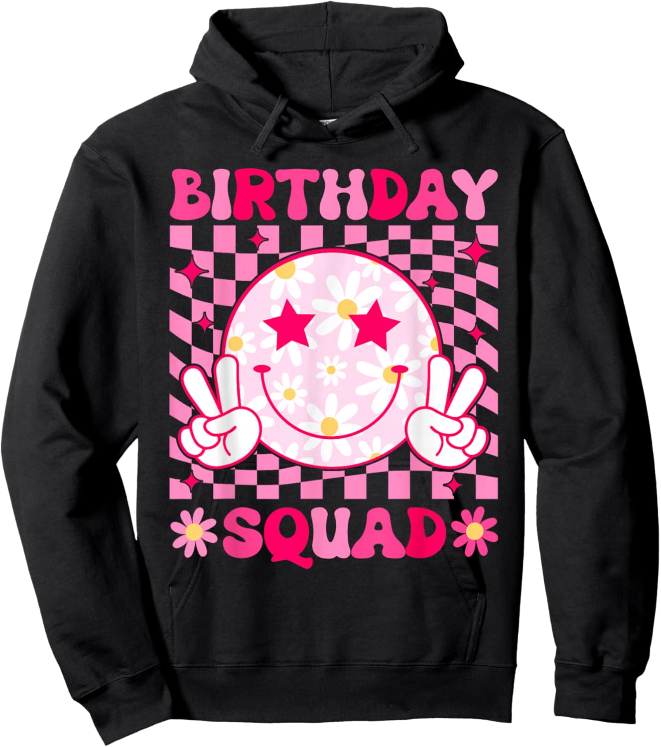 Birthday Squad Matching Birthday Family Group Bday Flower Hoodie - Hoodie | Black