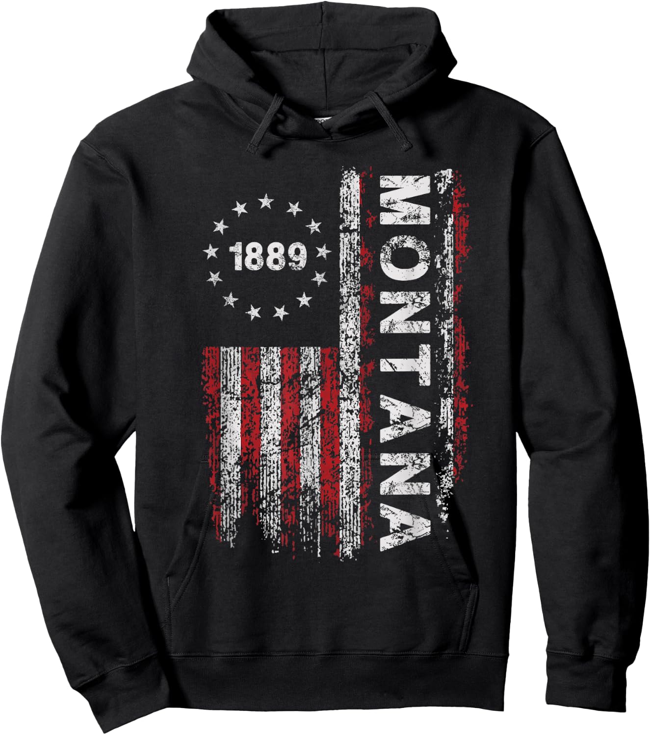 Montana State US Flag Vintage Women Youth Hoodie - Hoodie | Black