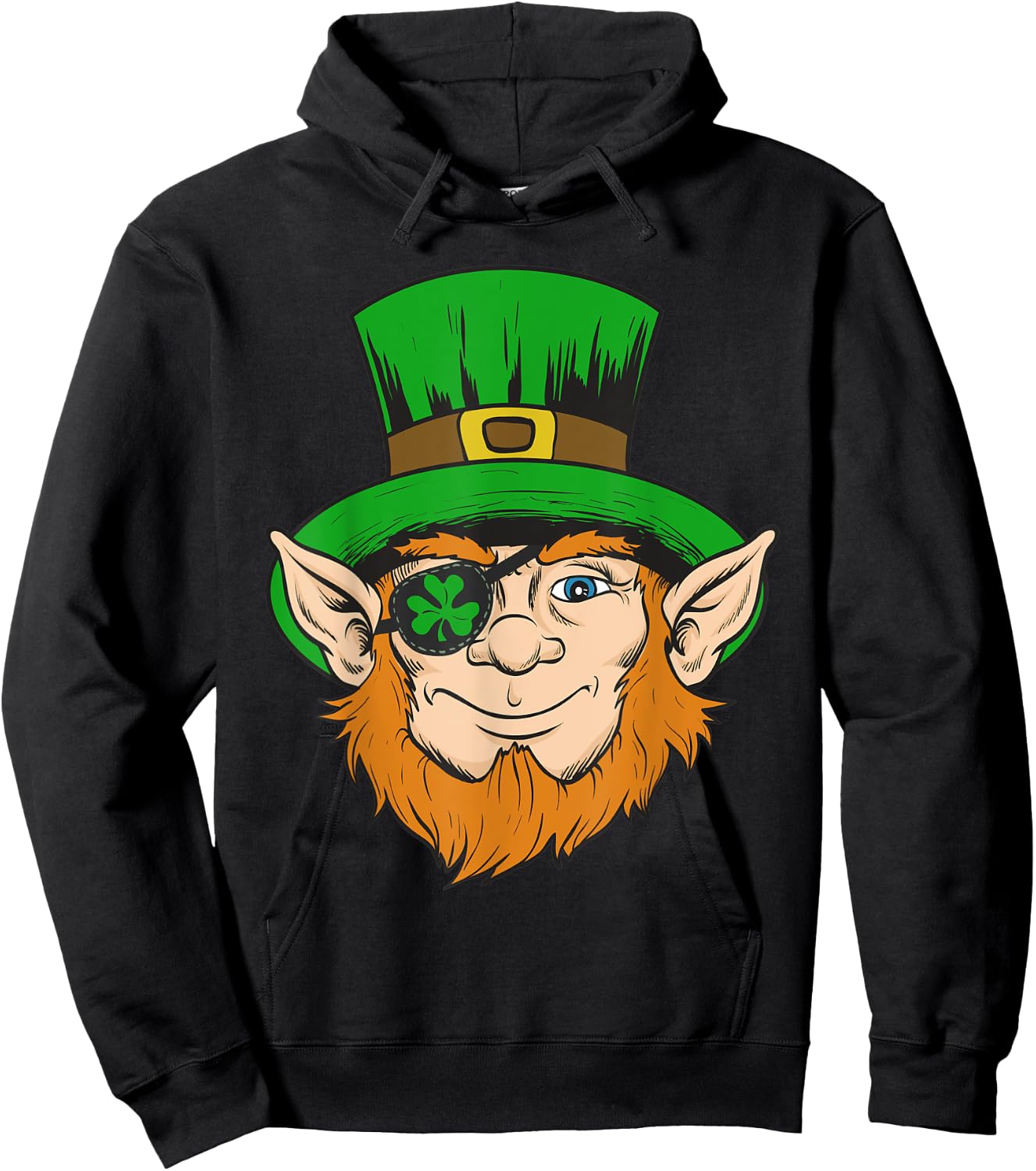 Pirate Eye Patch Shirt Clover Eyepatch Leprechaun St. Paddys Hoodie - Hoodie | Black