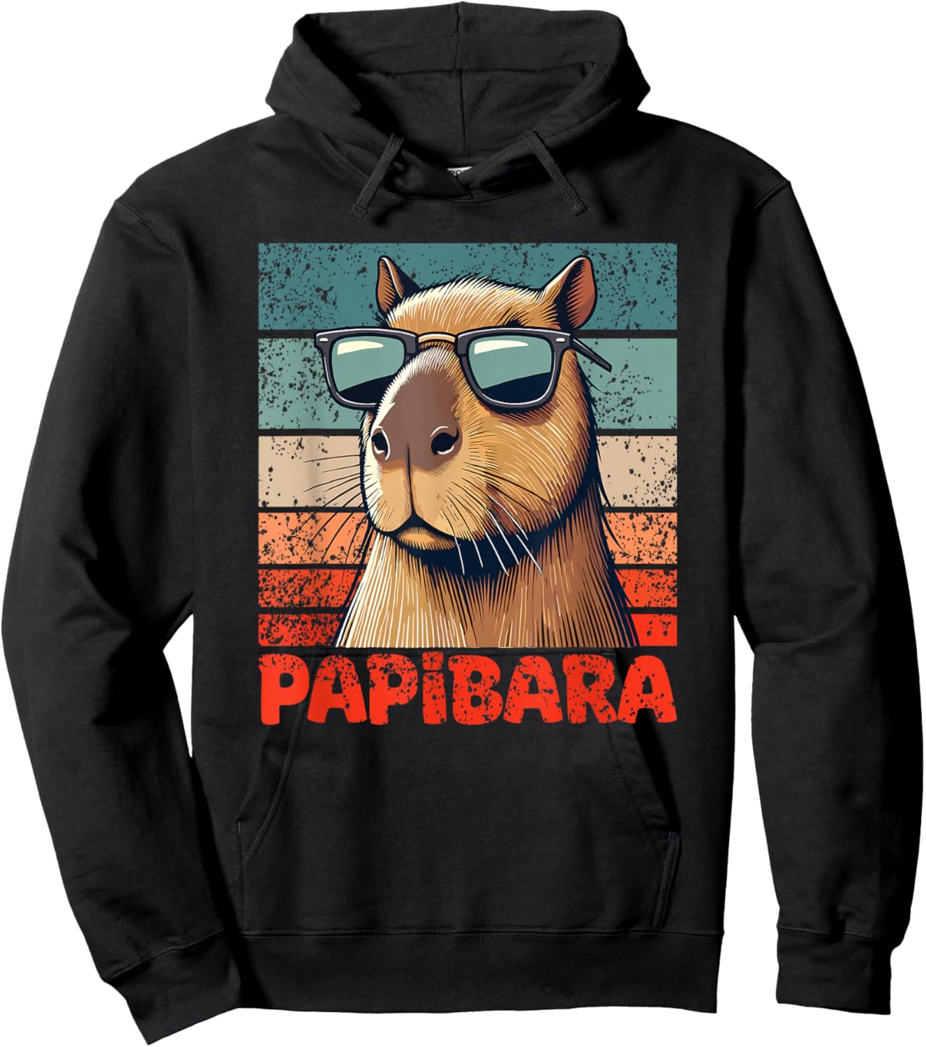 Papibara Meilleur Papa Pour La Fête Des Pères Capybara Hoodie - Hoodie | Black