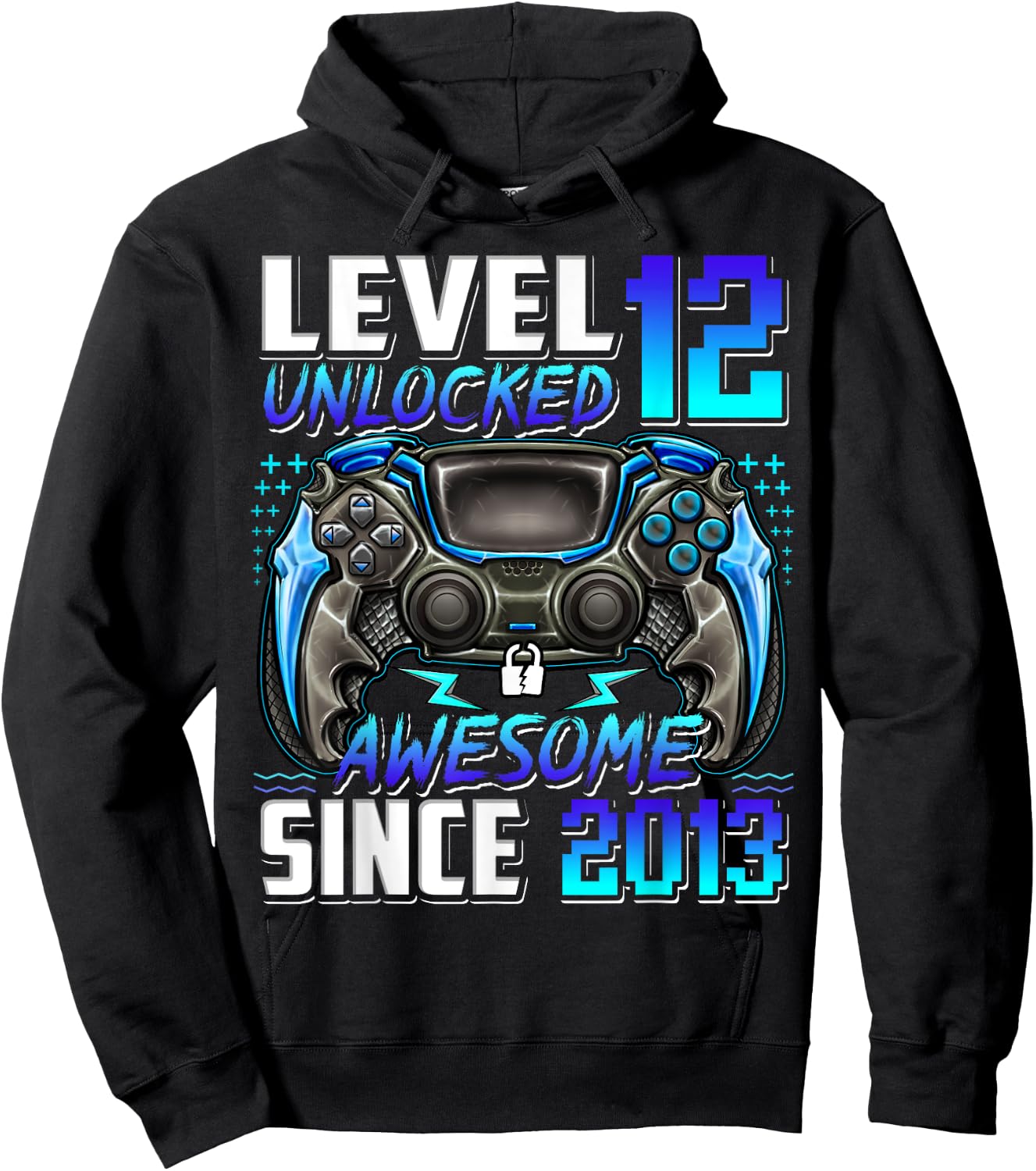 Level 12 Unlocked Awesome Since 2013 12th Birthday Gaming Hoodie - Hoodie | Black