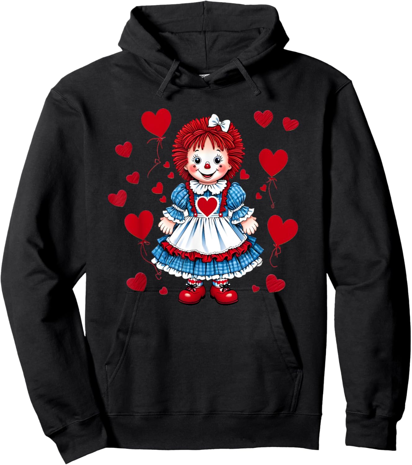 Raggedy Ann Valentine's Day Hearts Hoodie - Hoodie | Black