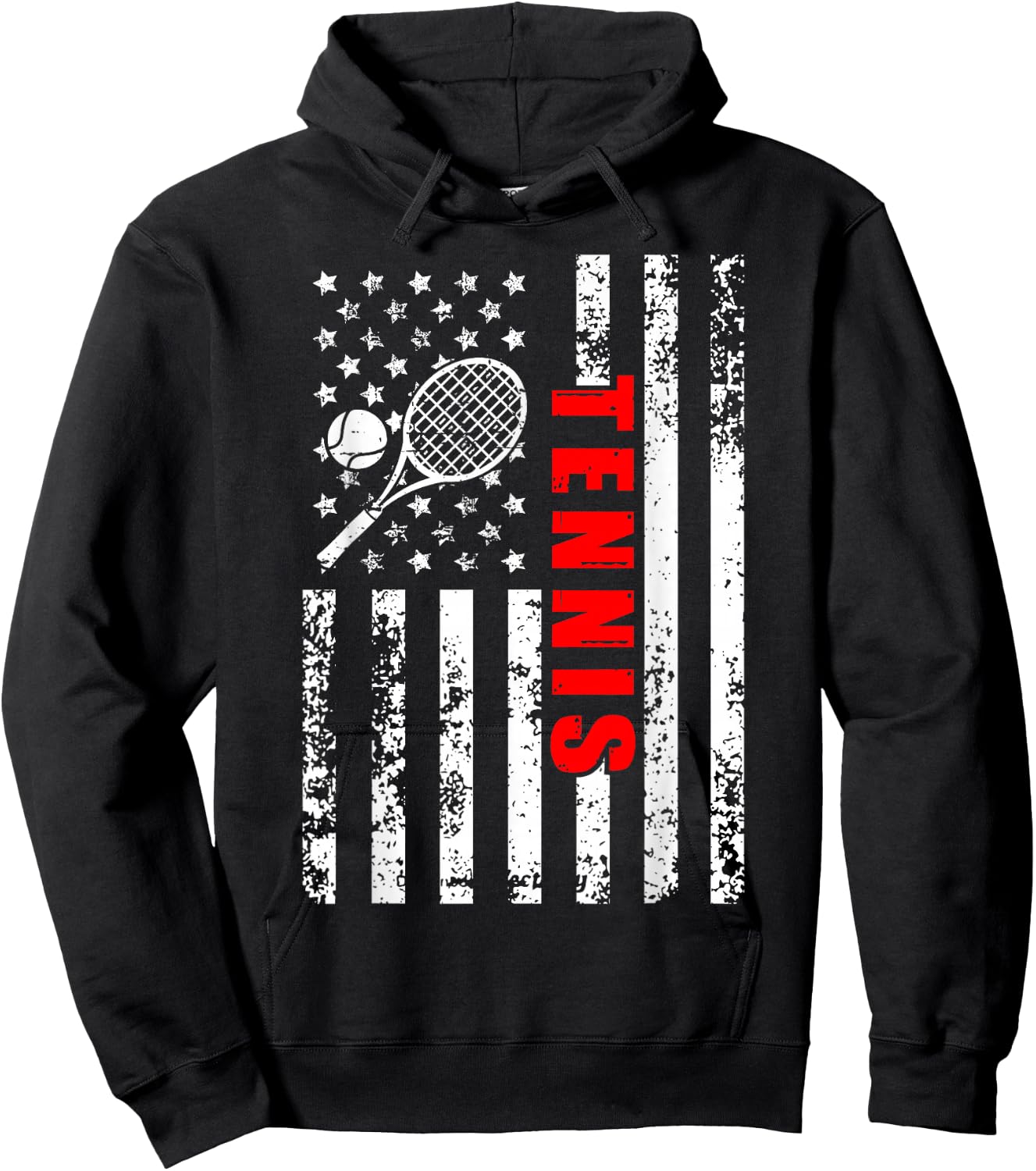US American Flag Tennis Patriotic women kids Tennis Hoodie - Hoodie | Black
