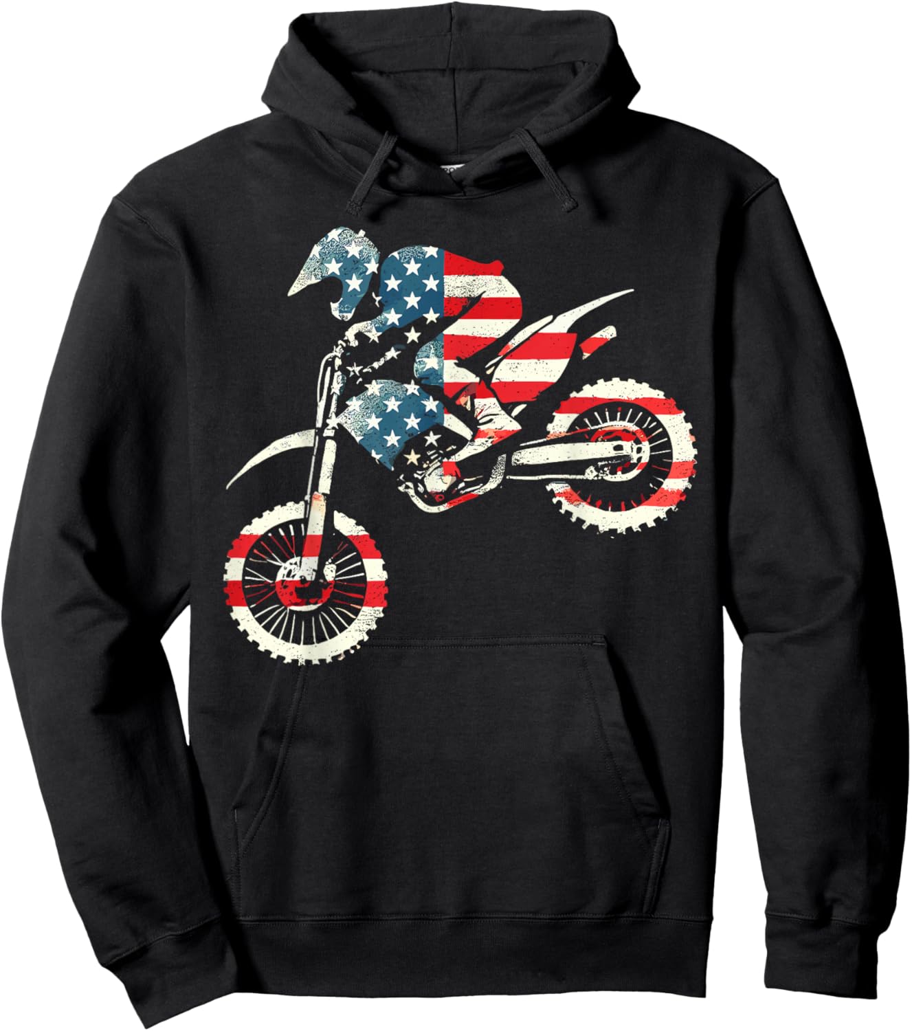 Dirt Bike American Flag Motocross Enduro Hoodie - Hoodie | Black