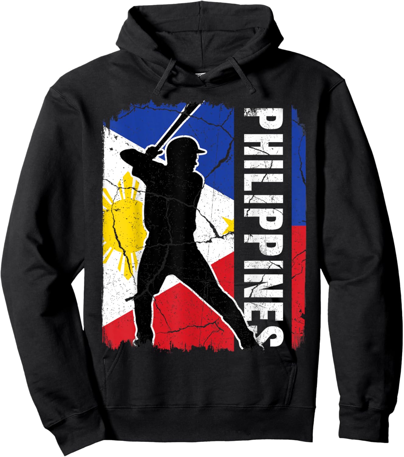 Filipino Baseball Player Philippines Flag Baseball Fans Hoodie - Hoodie | Black