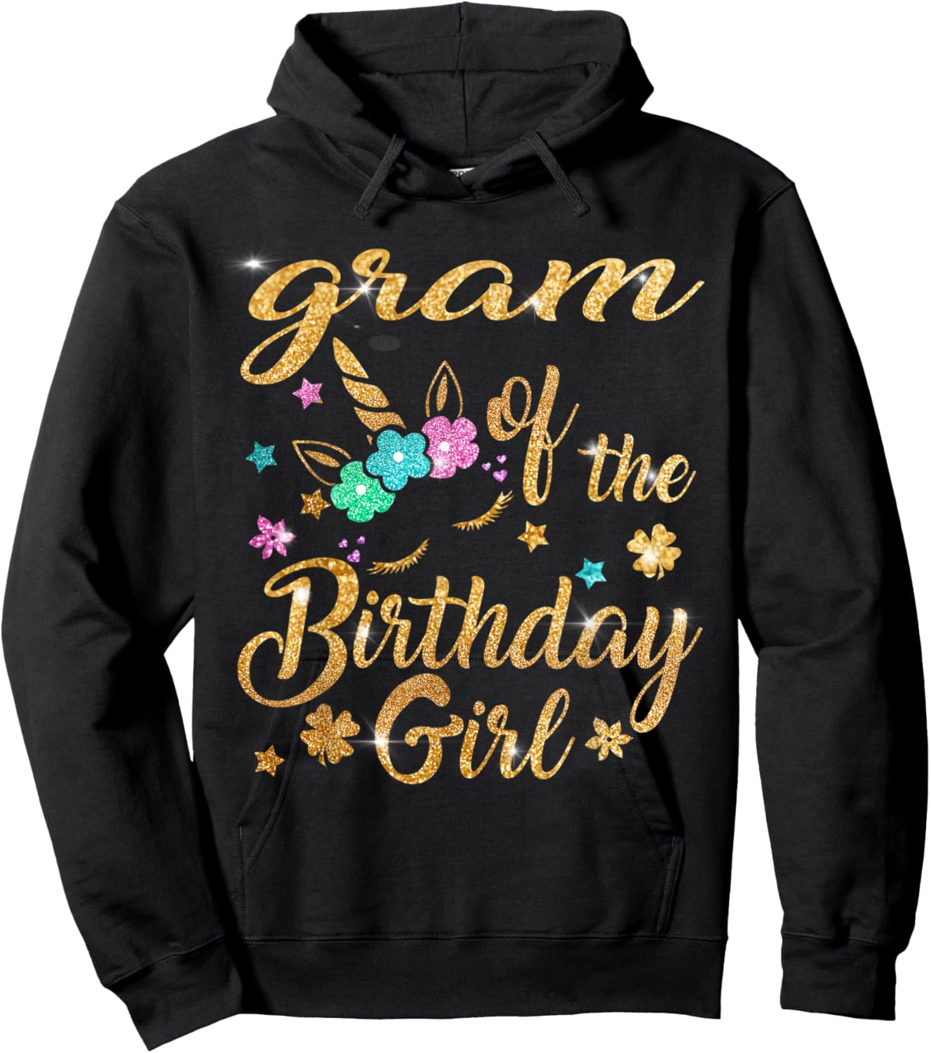 Gram of The Birthday Girl Unicorn Grandma Hoodie - Hoodie | Black