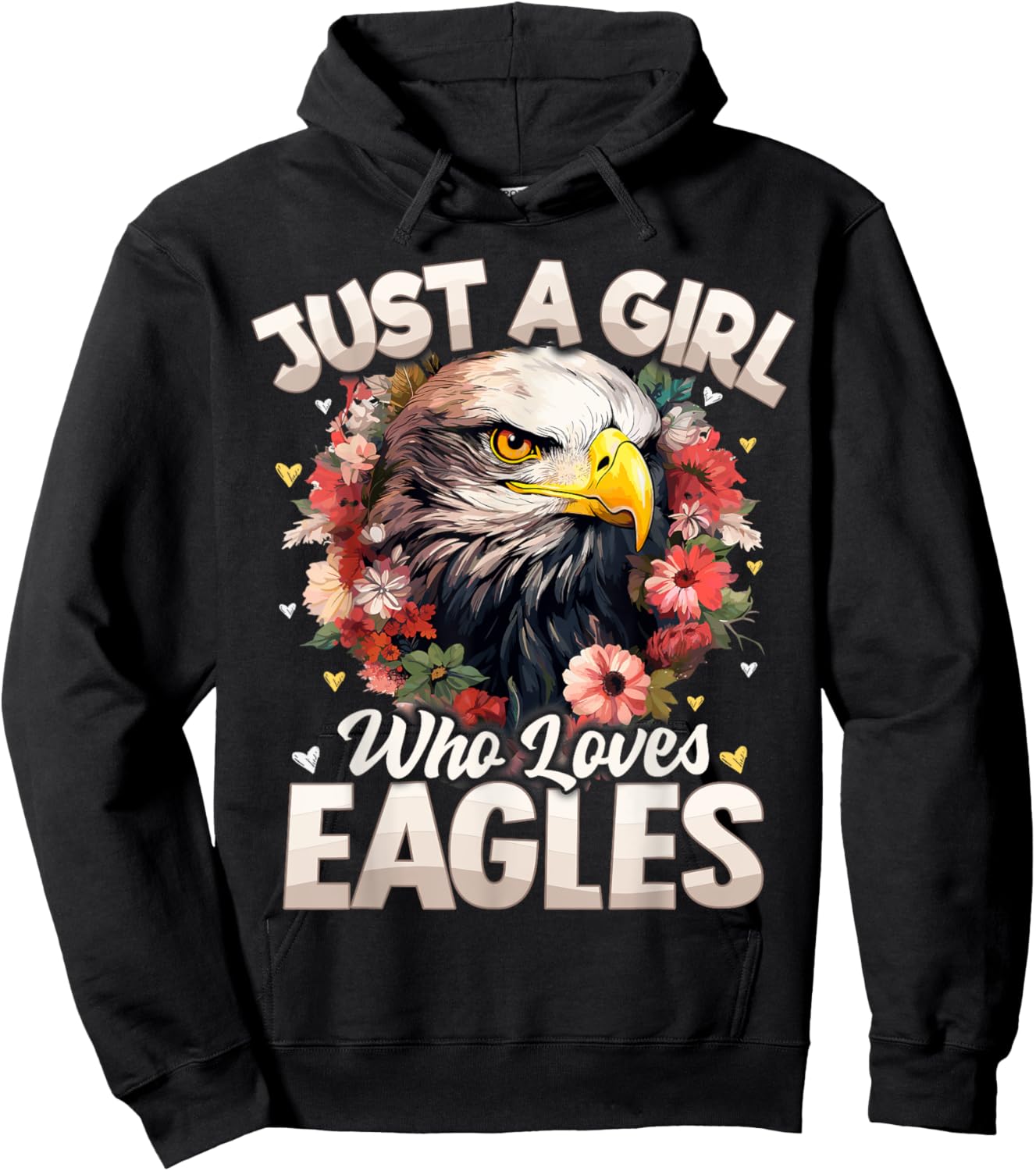 Just A Girl Who Loves Eagle Floral Women Girls Hoodie - Hoodie | Black