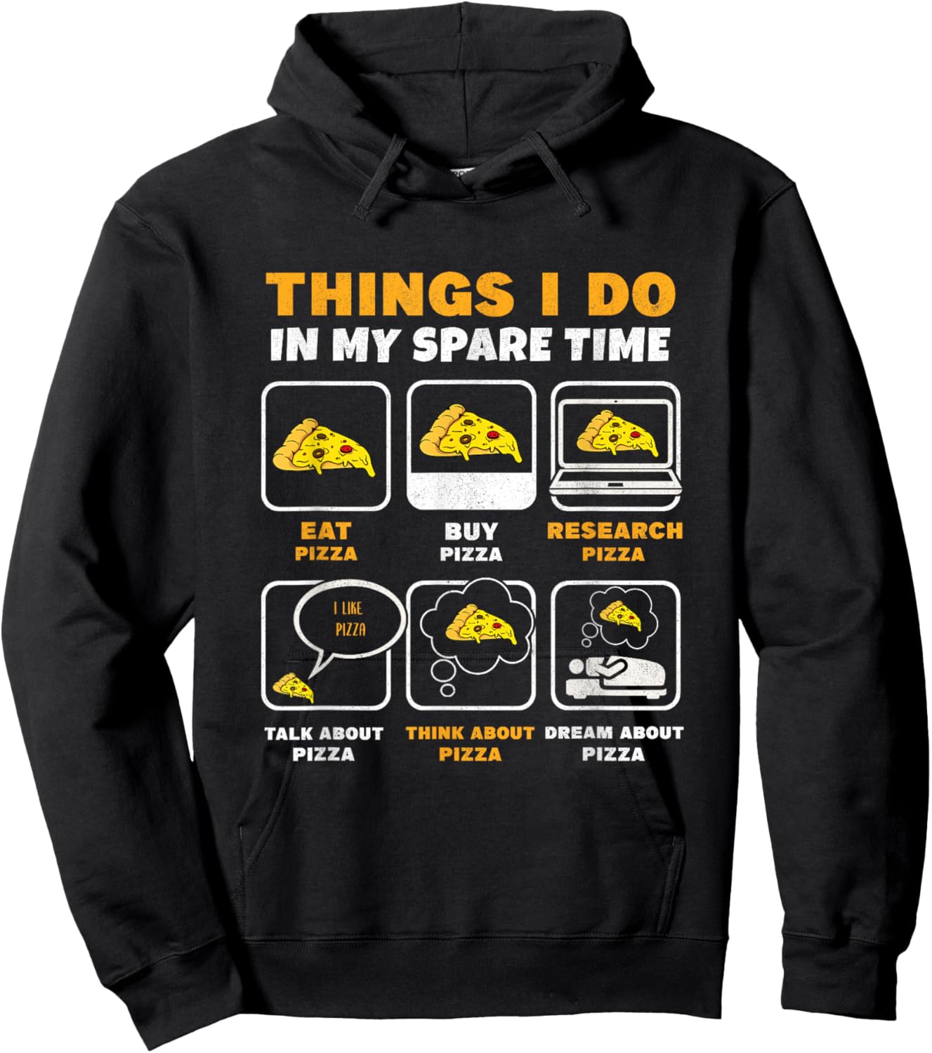 Things I Do In My Spare Time Eating Pizza Slice Pizza Hoodie - Hoodie | Black