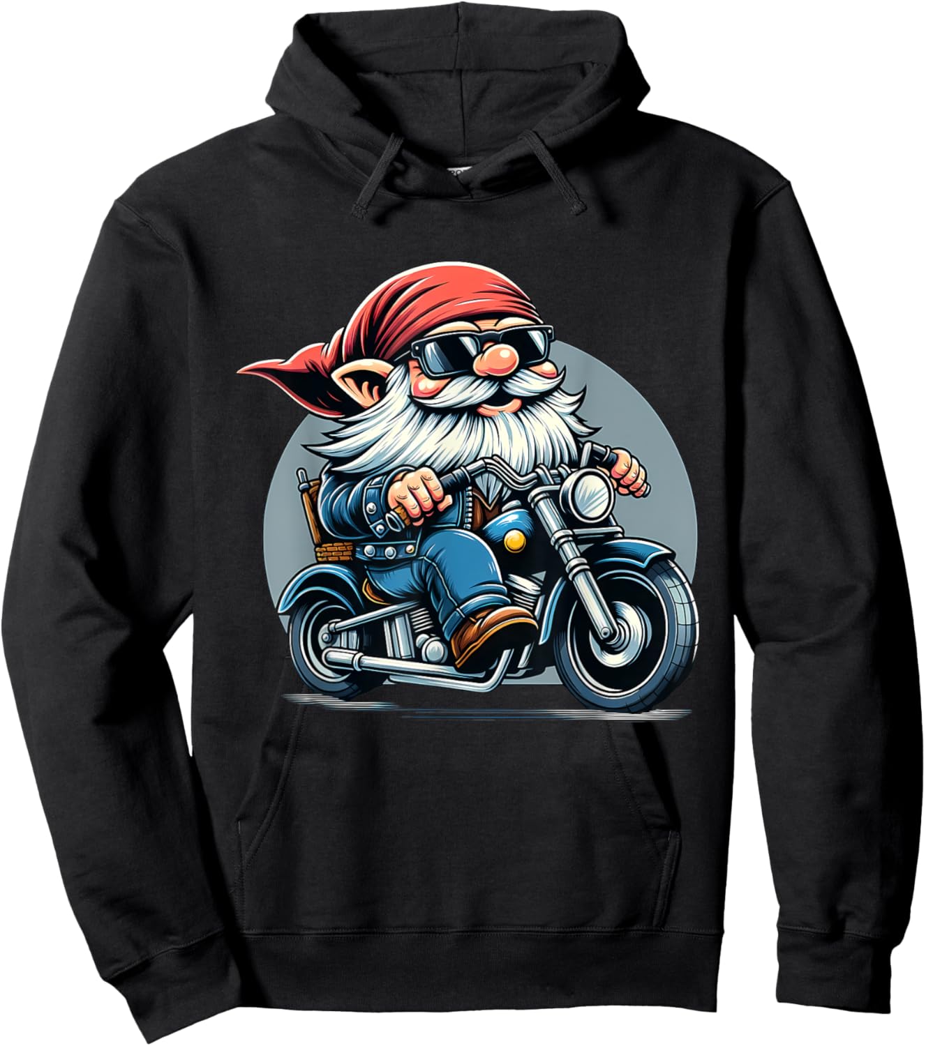 Biker Gnome Riding Motorbike Hoodie - Hoodie | Black