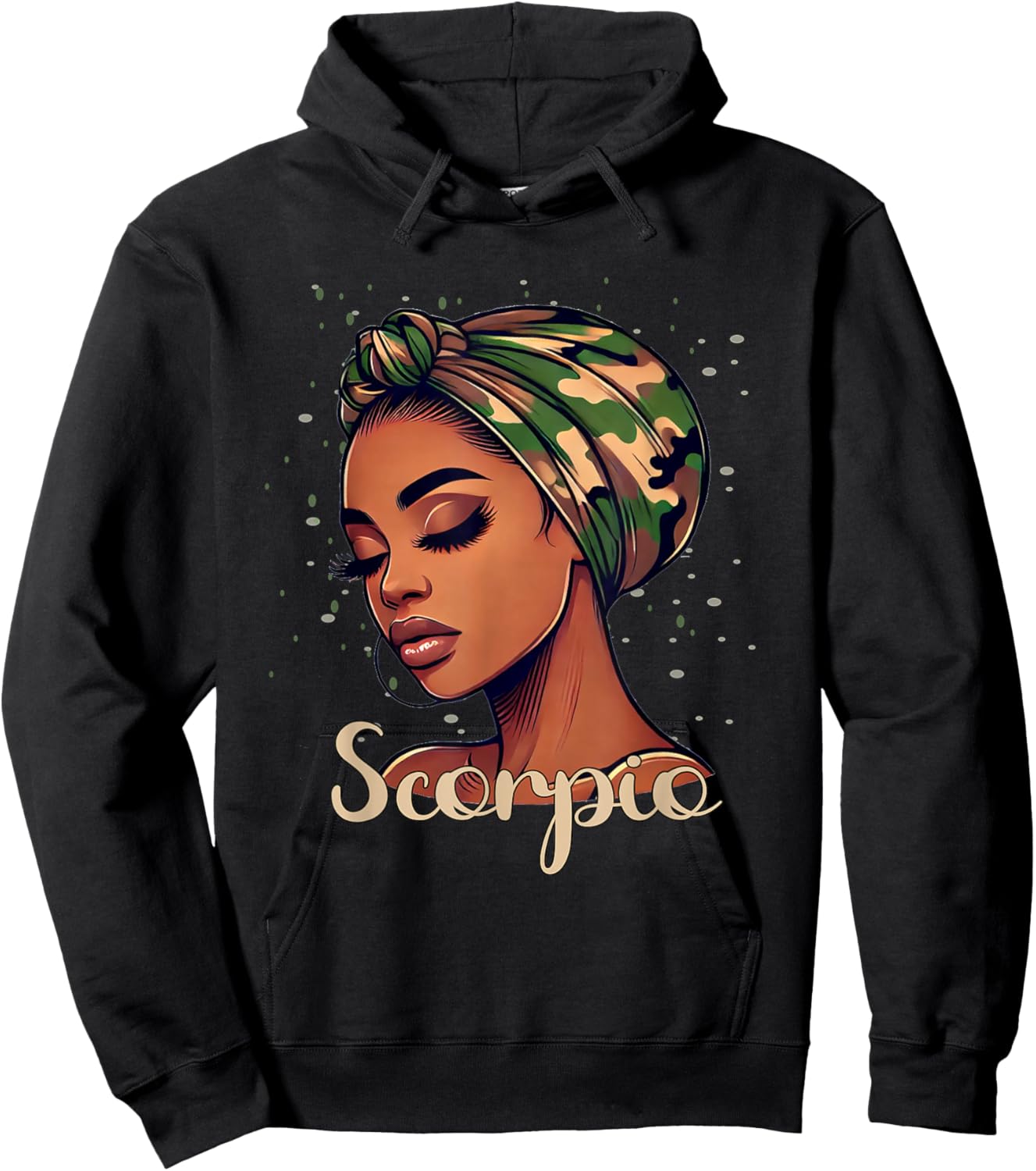 Scorpio Black Woman With Camo Scarf Birthday Hoodie - Hoodie | Black