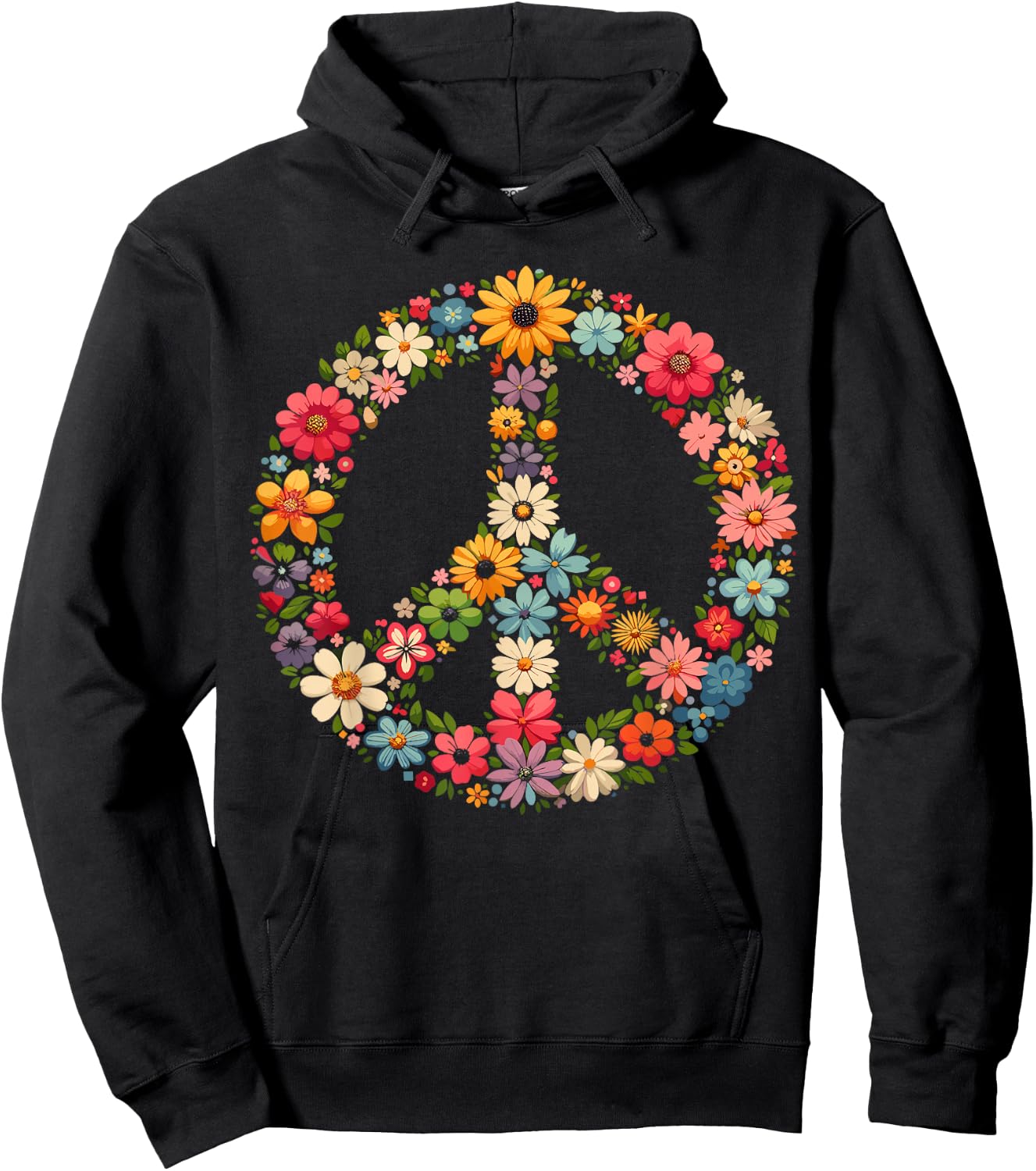 Peace Flower Lover Hippie Hoodie - Hoodie | Black