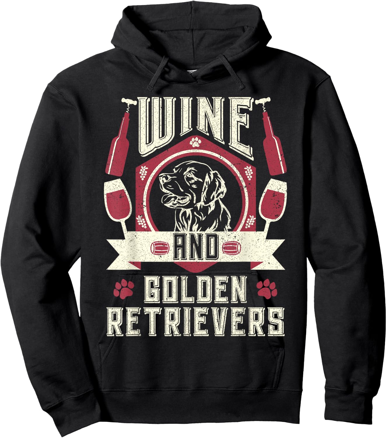 Wine And Golden Retrievers Wine Connoisseurs Dog Owner Lover Women Hoodie - Hoodie | Black