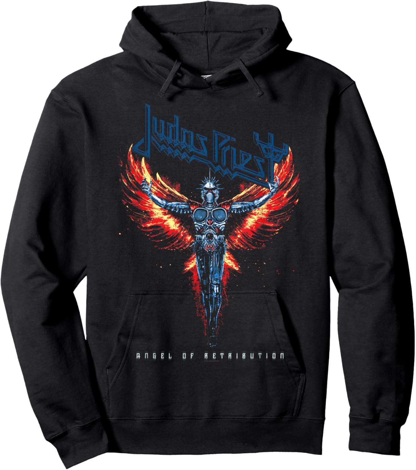 Judas Priest Angel Wings Blue Logo Hoodie - Hoodie | Black