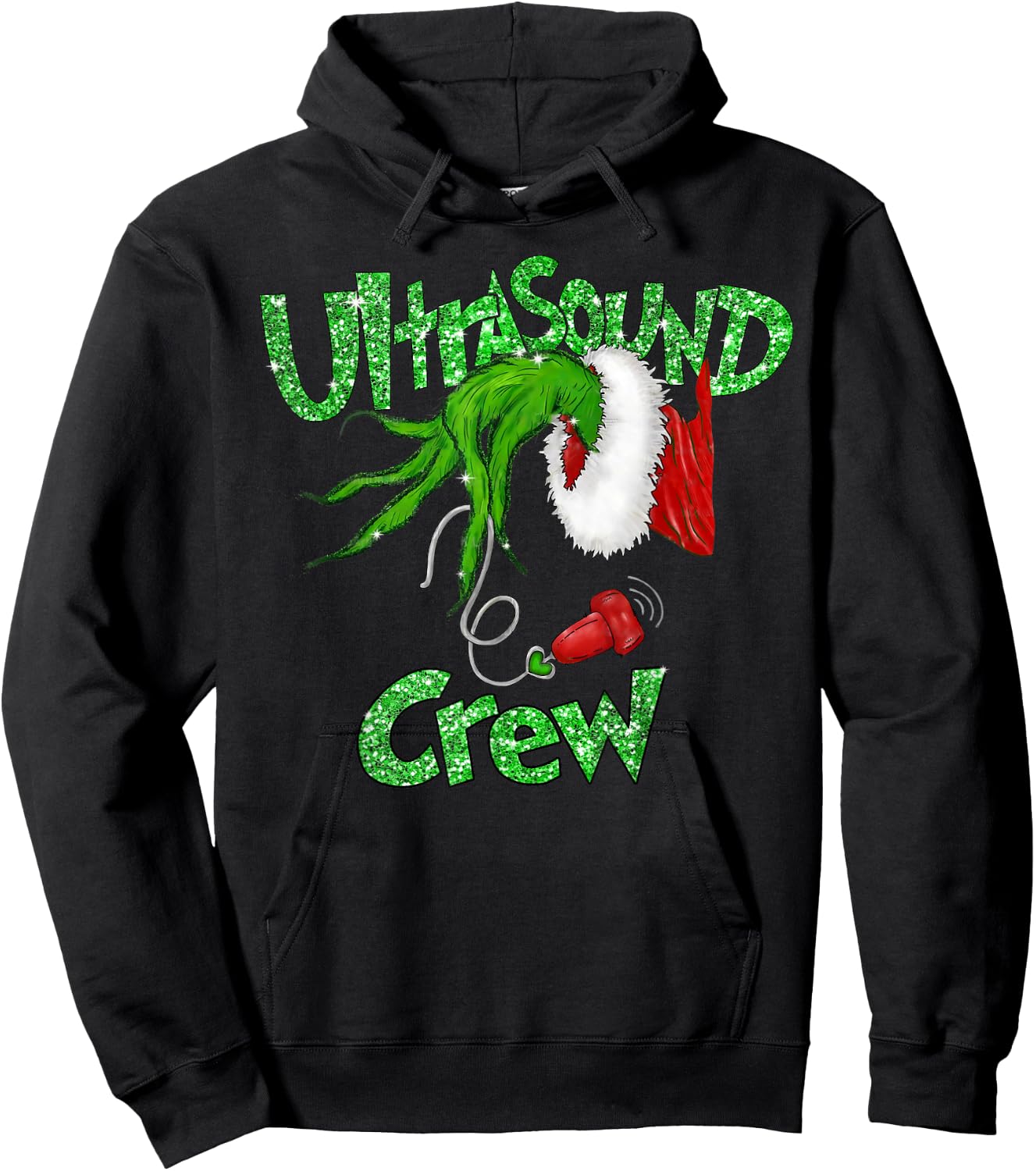 Ultrasound Crew Sonographer Merry Christmas Xmas Pajamas Hoodie - Hoodie | Black