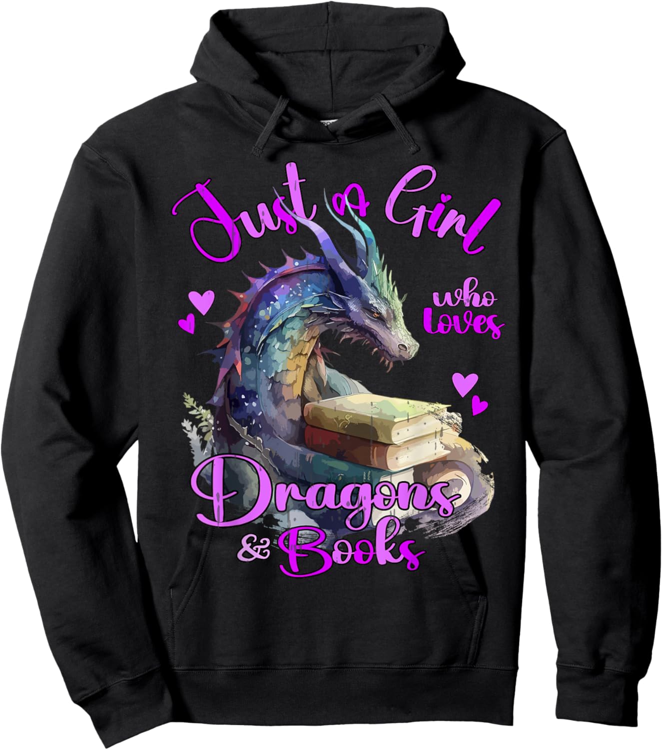 Just a Girl who loves Dragons and Books Fantasy Dragon Hoodie - Hoodie | Black