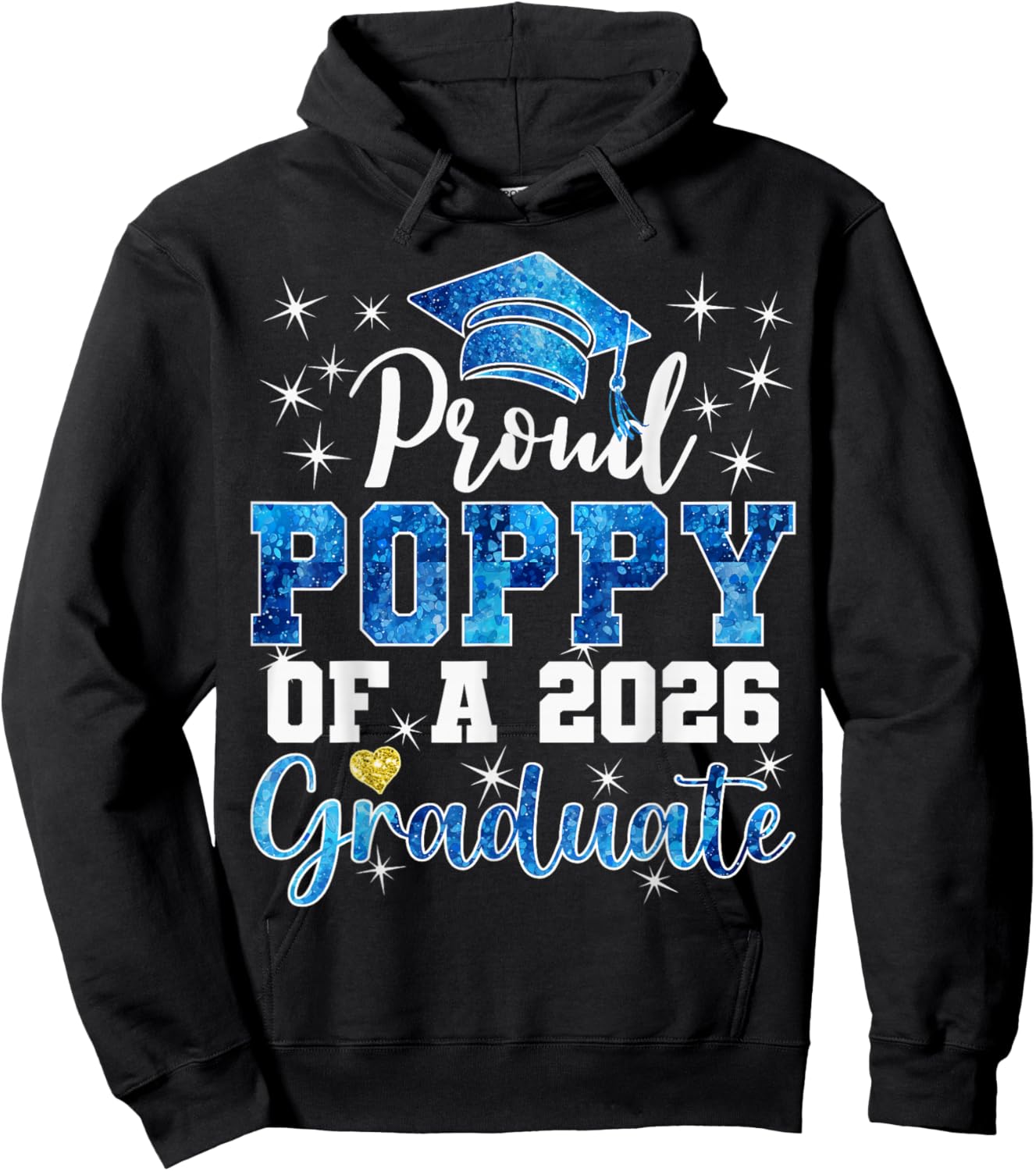 Super Proud Poppy of 2026 Graduate Senior Graduation Family Hoodie - Hoodie | Black